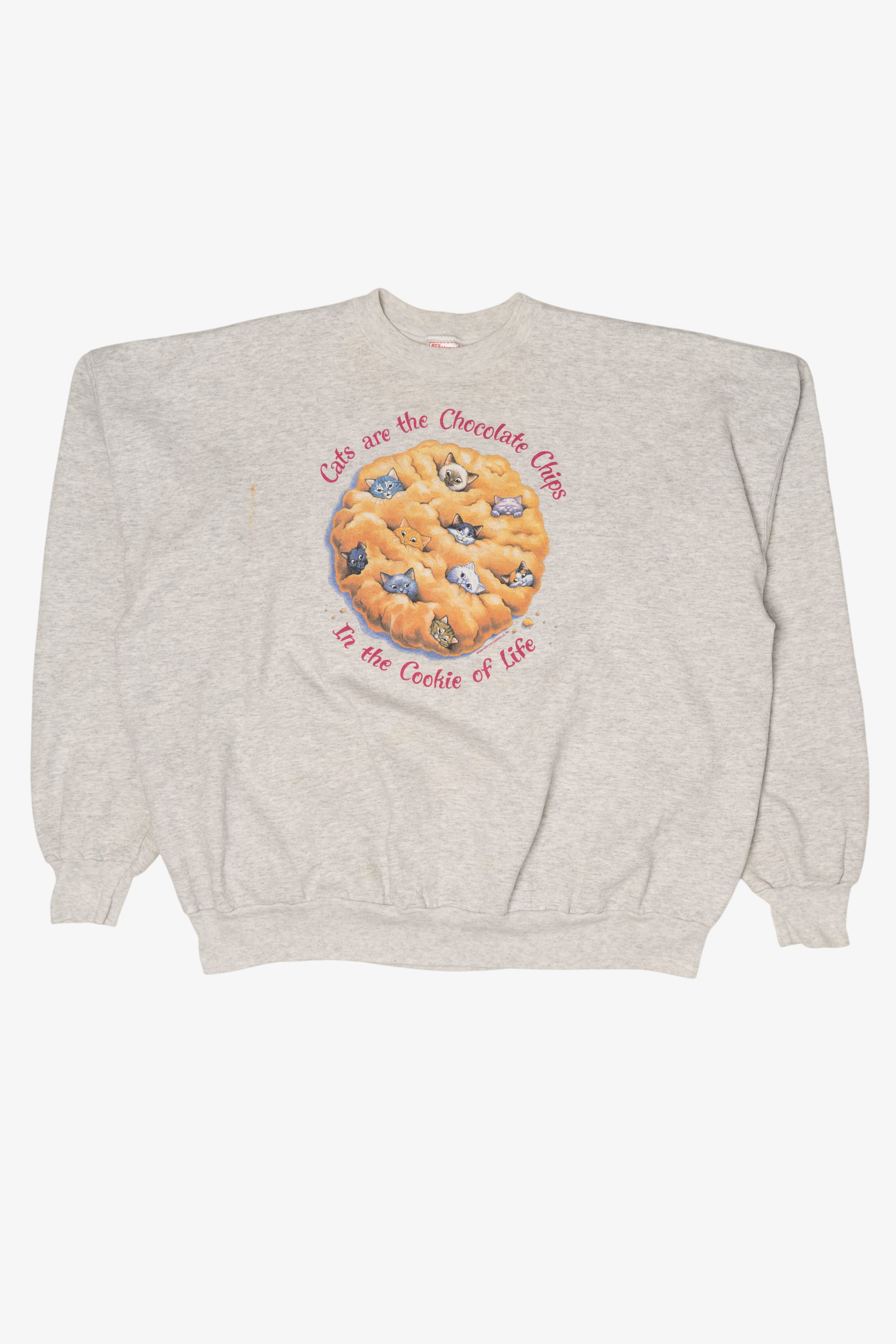 Vintage "Cats Are The Chocolate Chips In the Cookie Of Life" Sweatshirt (1990s)