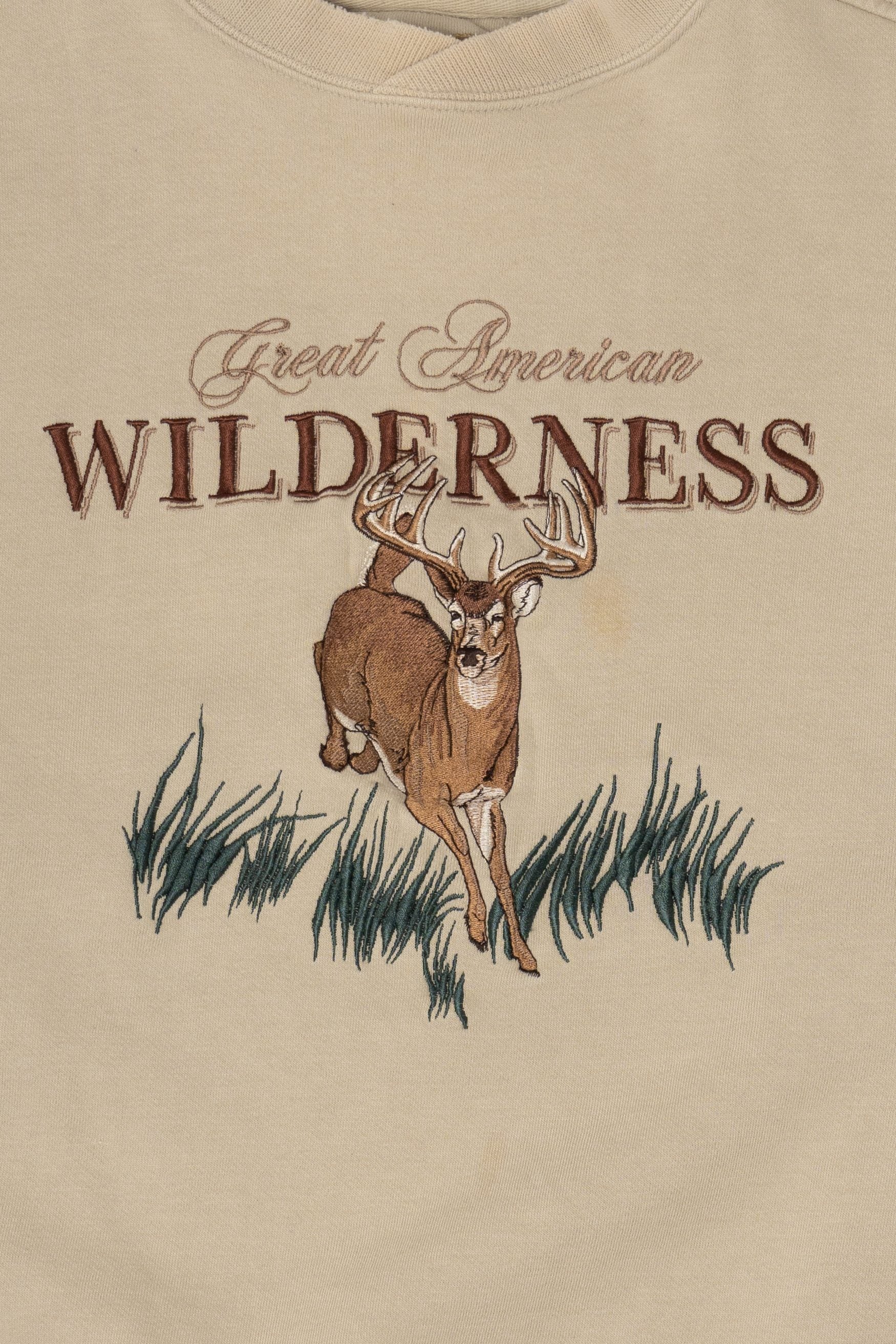 Vintage Embroidered Great American Wilderness Deer Buck Sweatshirt (2000s)
