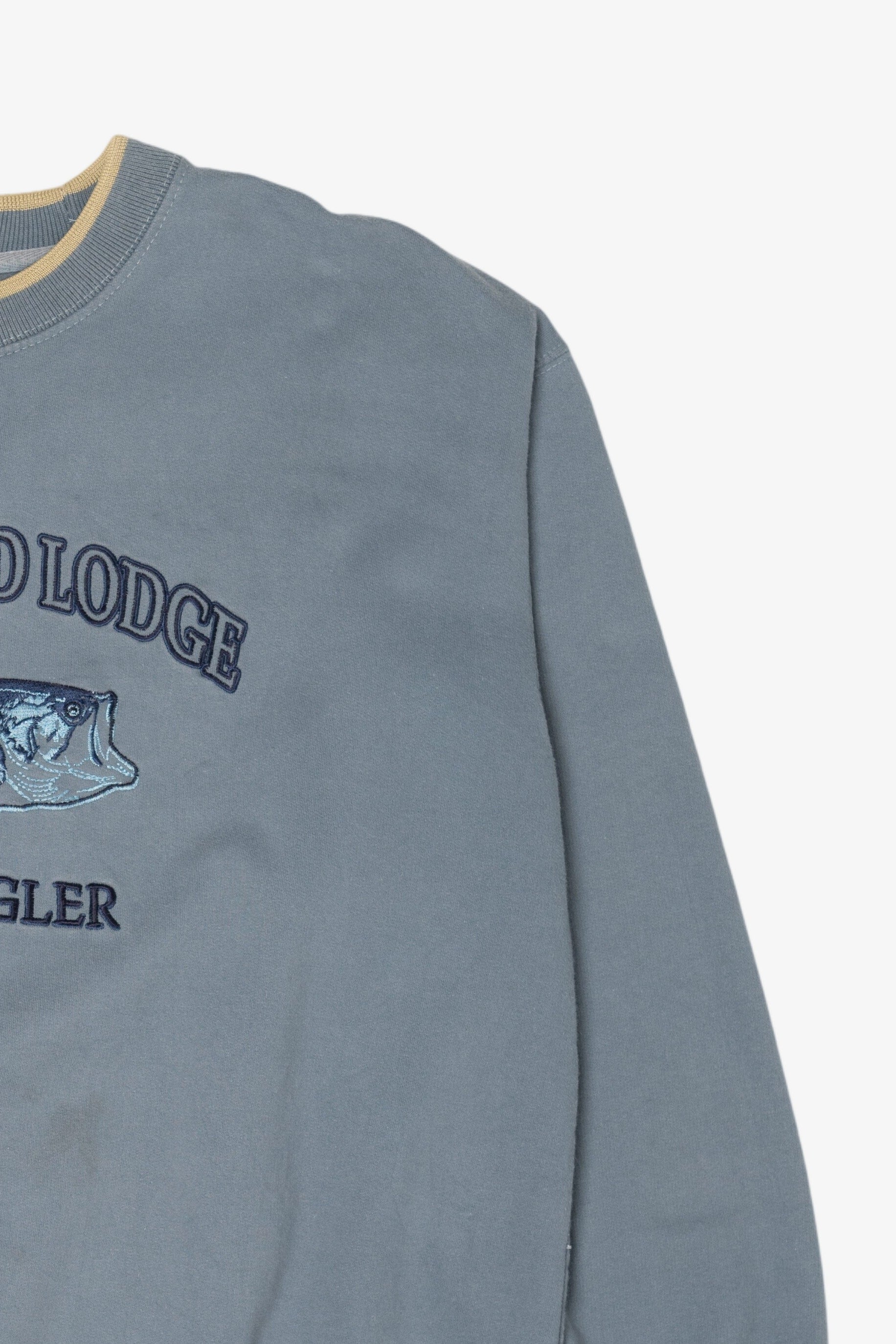 Vintage Light Blue "Lake Legend Lodge Bass Angler" Fish Sweatshirt (1990s)