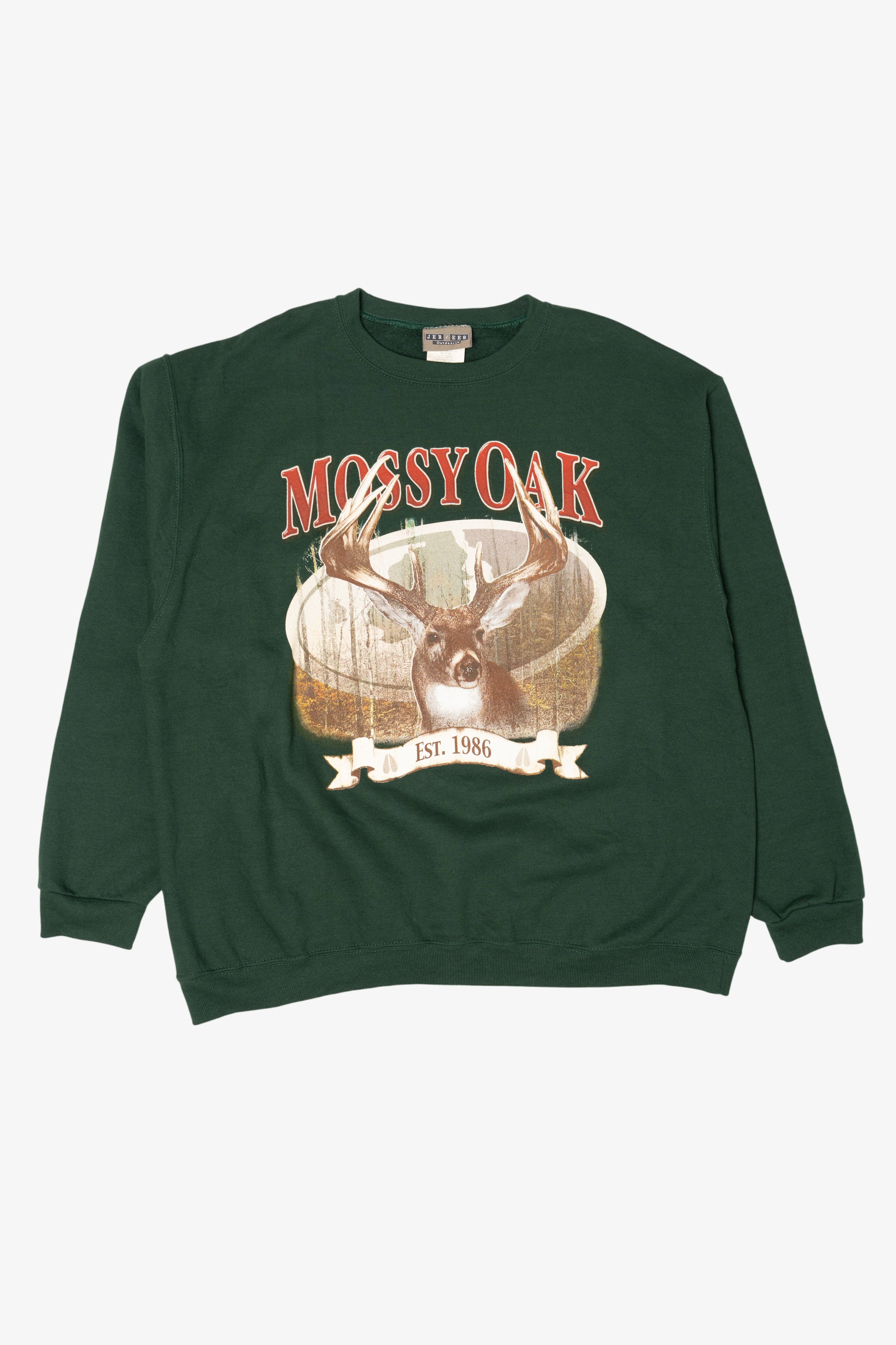 Vintage Green Mossy Oak Deer Buck Sweatshirt (1990s)