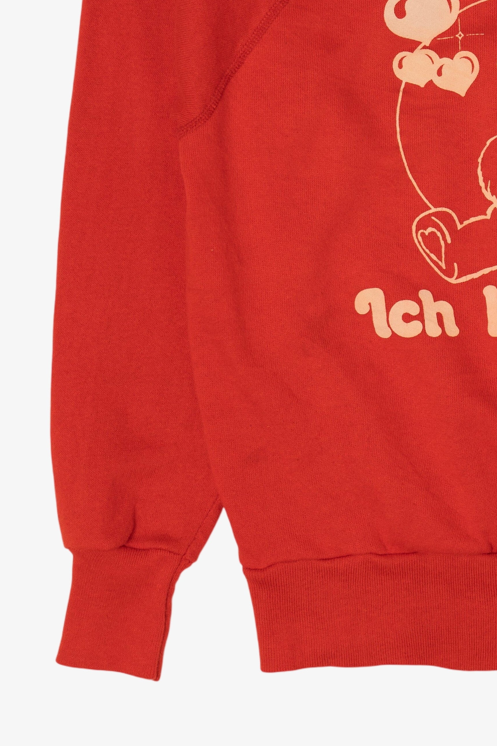 Vintage Red "Ich Liebe Dich" I Love You Teddy Bear Raglan Sweatshirt (1980s)