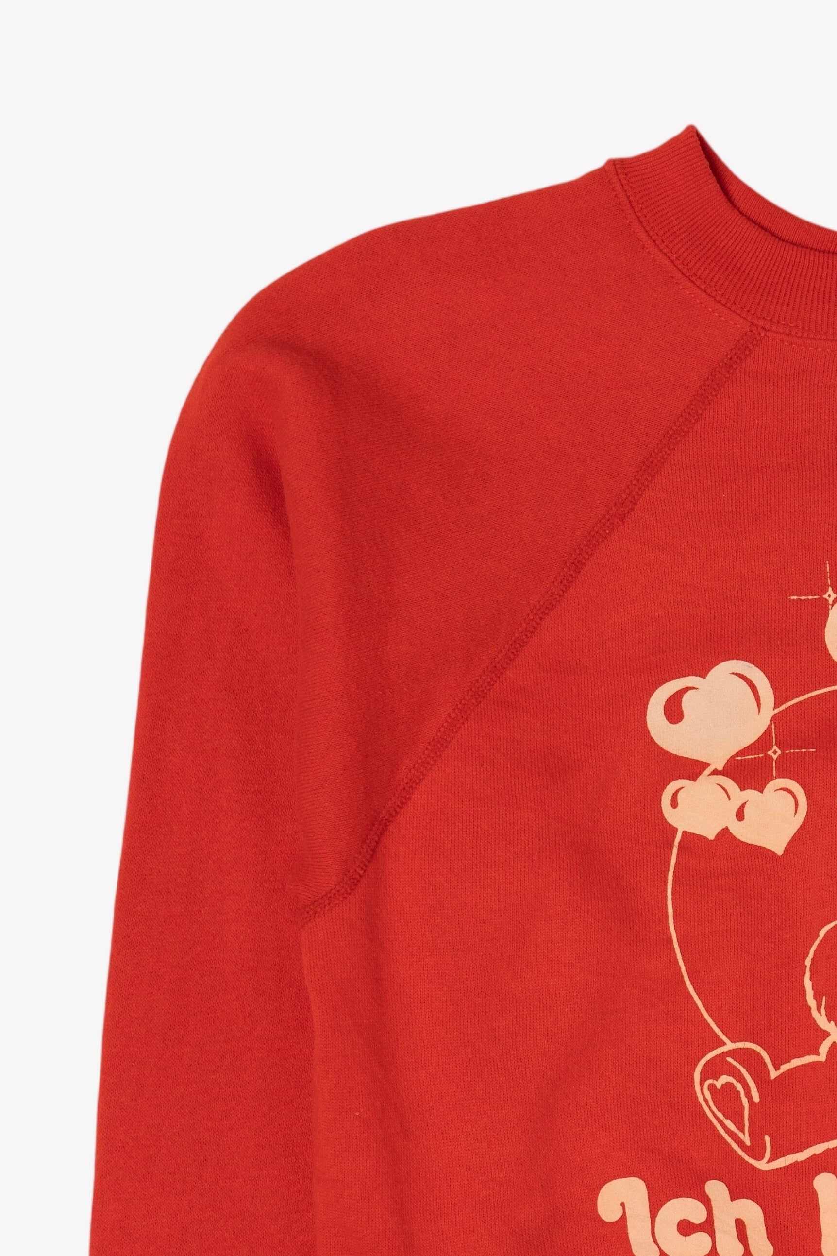 Vintage Red "Ich Liebe Dich" I Love You Teddy Bear Raglan Sweatshirt (1980s)
