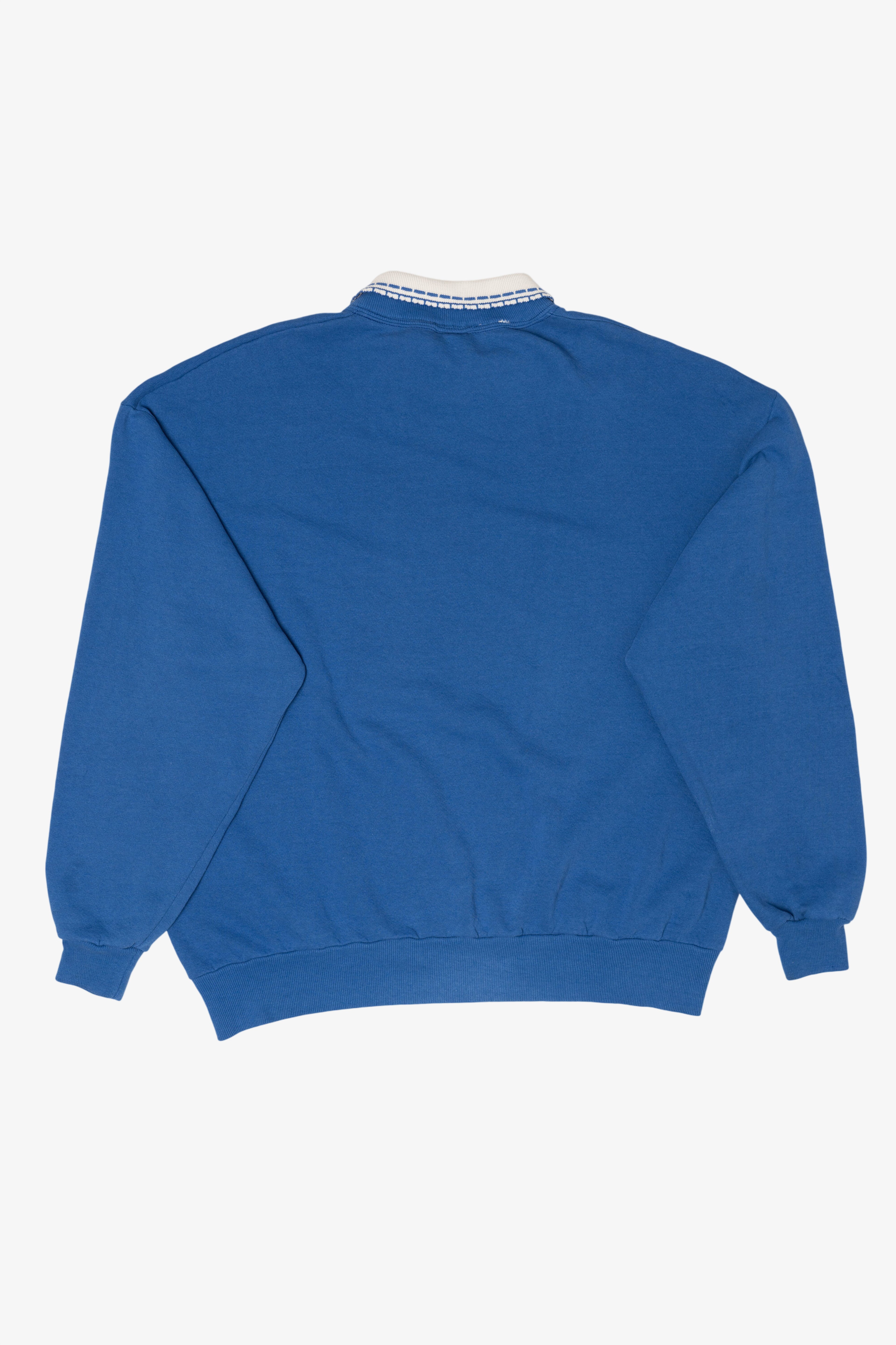 Vintage Blue Butterfly On Flowers Collared Sweatshirt (1990s)