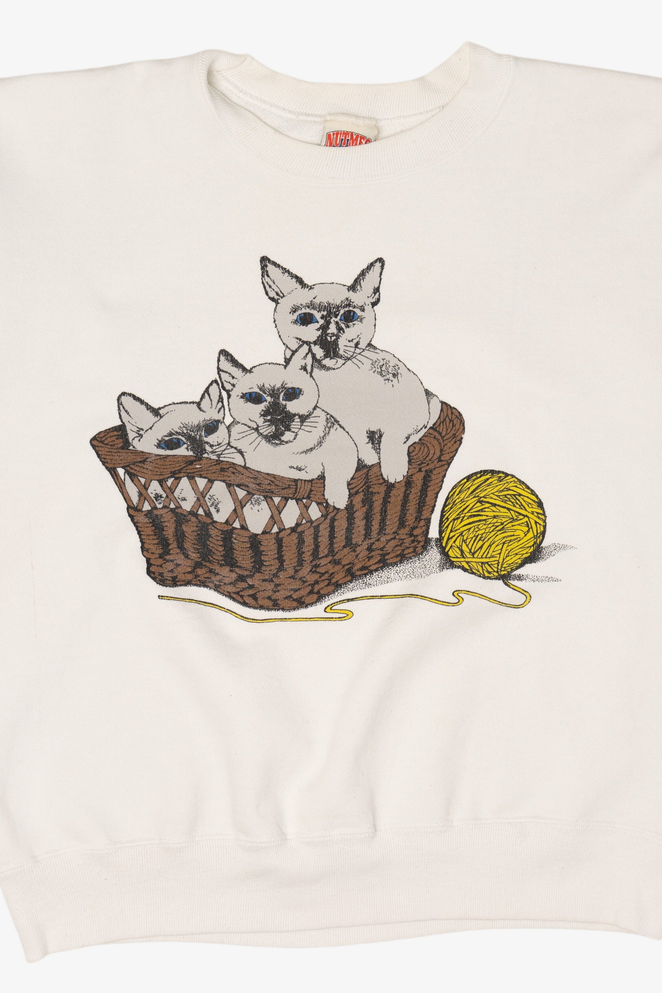 Vintage White Three Kittens In A Basket Sweatshirt (1980s)