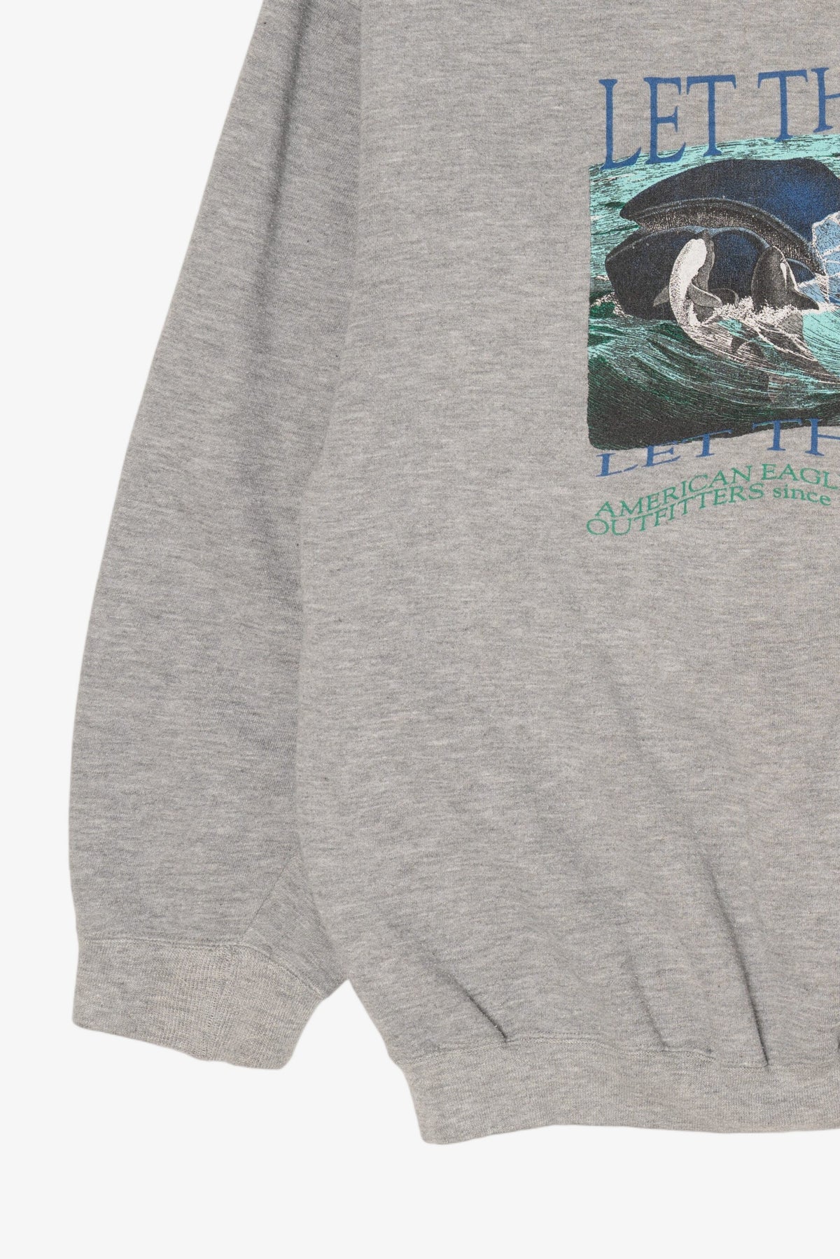 Vintage Gray American Eagle "Let Them Live" Orcas Sweatshirt (1990s)