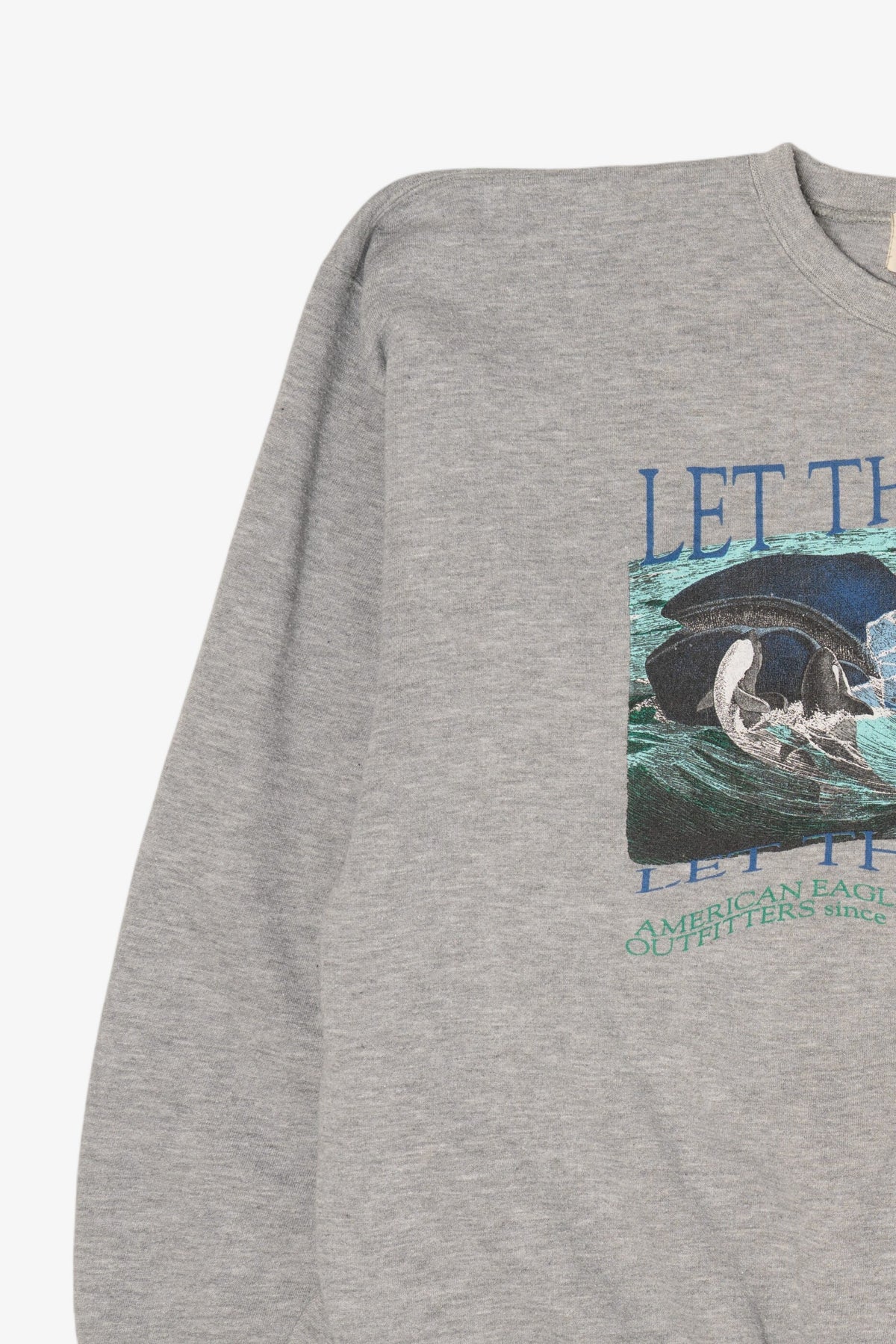 Vintage Gray American Eagle "Let Them Live" Orcas Sweatshirt (1990s)
