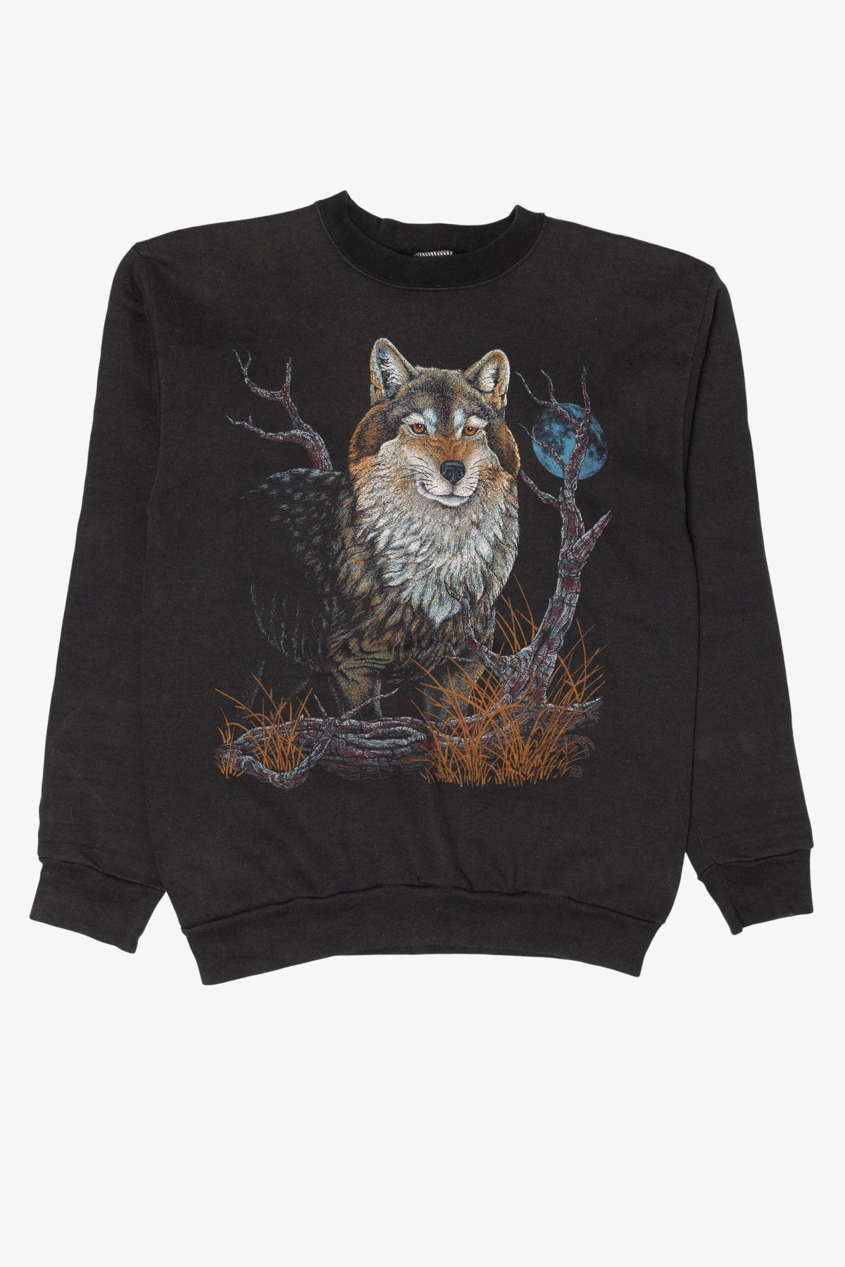 Vintage Black Tultex Wolf Sweatshirt (1990s)