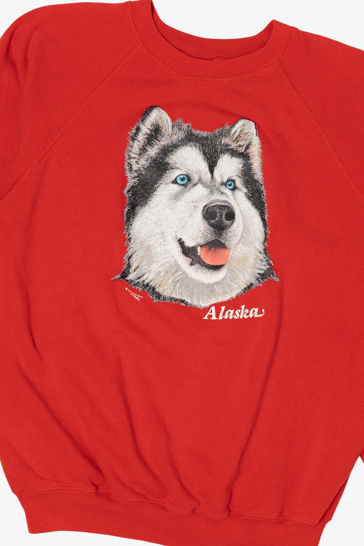 Vintage Red Alaska Husky Raglan Sweatshirt (1980s)