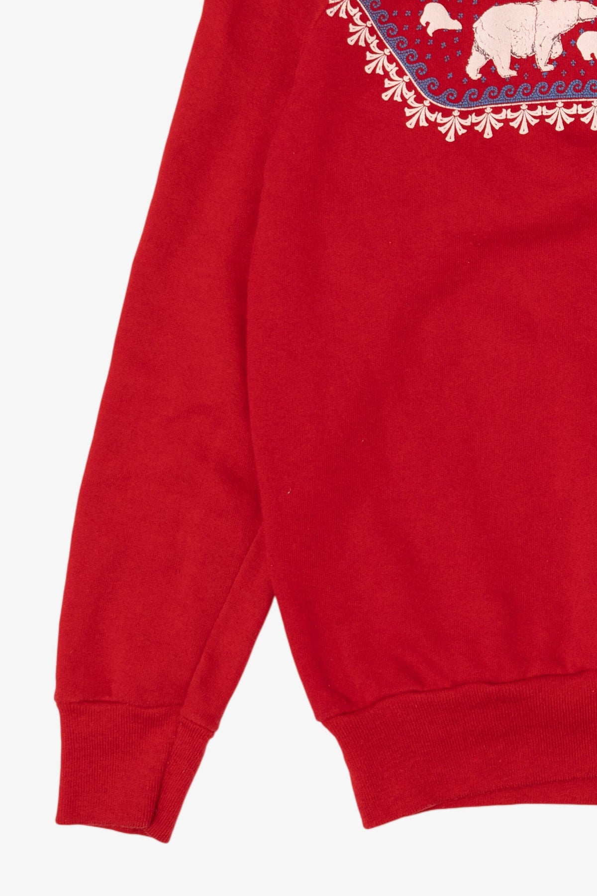Vintage Red "Alaska" Embossed Polar Bears Raglan Sweatshirt (1980s)