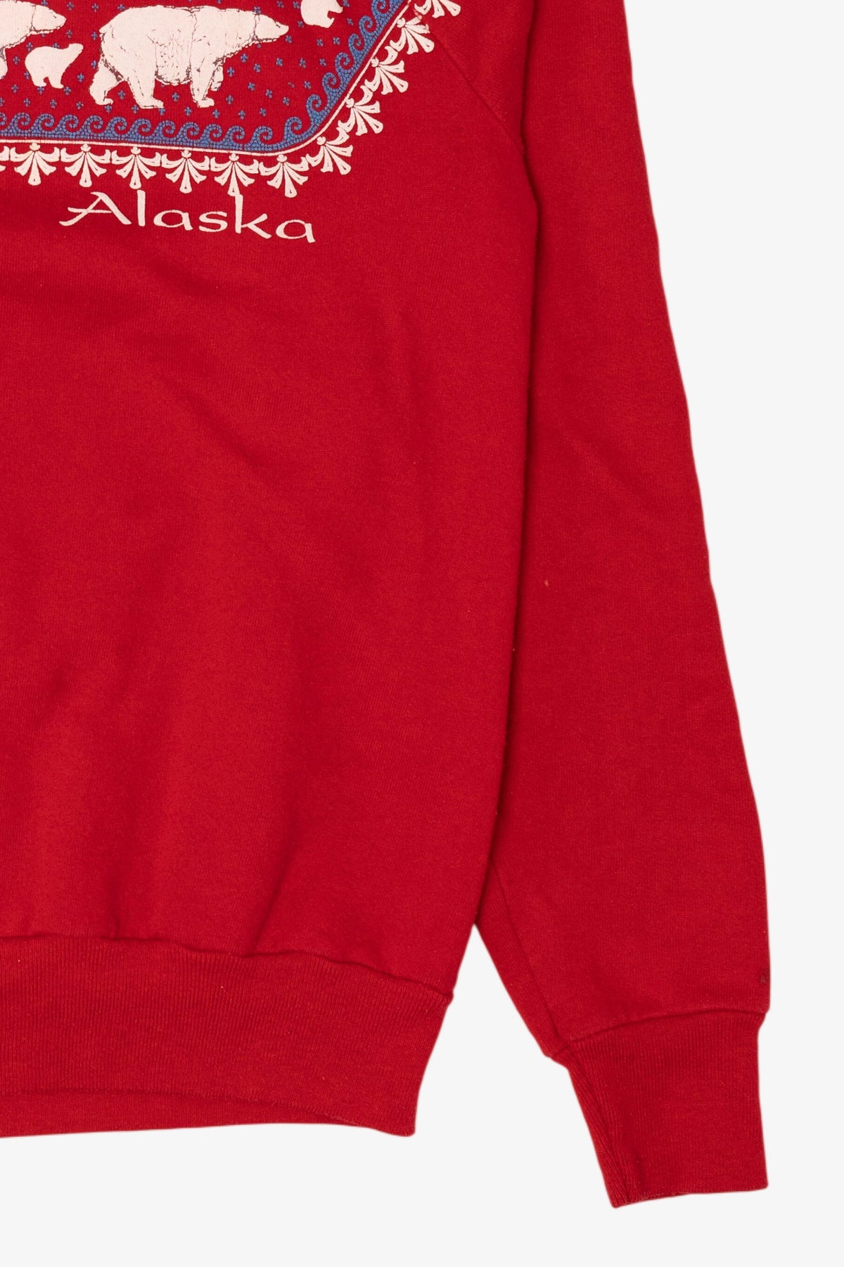 Vintage Red "Alaska" Embossed Polar Bears Raglan Sweatshirt (1980s)