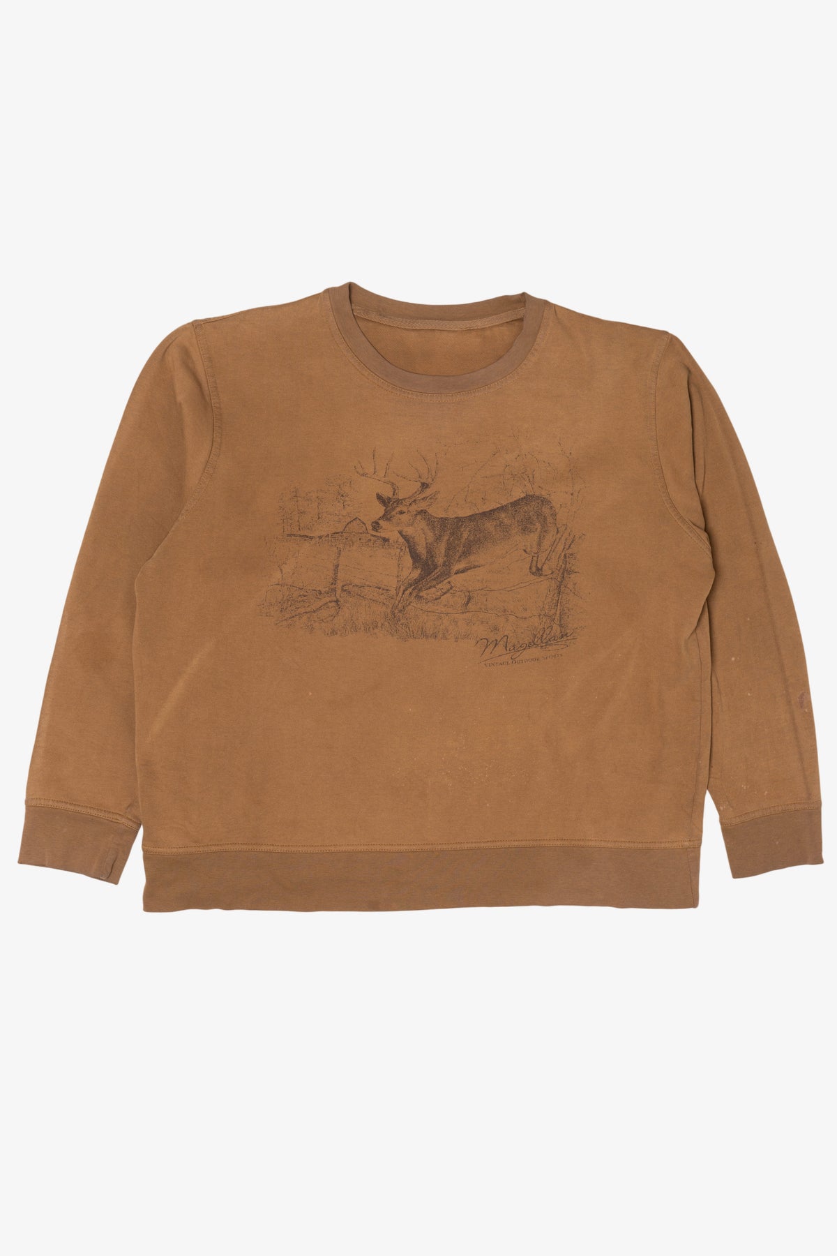 Vintage Distressed Deer Buck Brown Sweatshirt (2000s)
