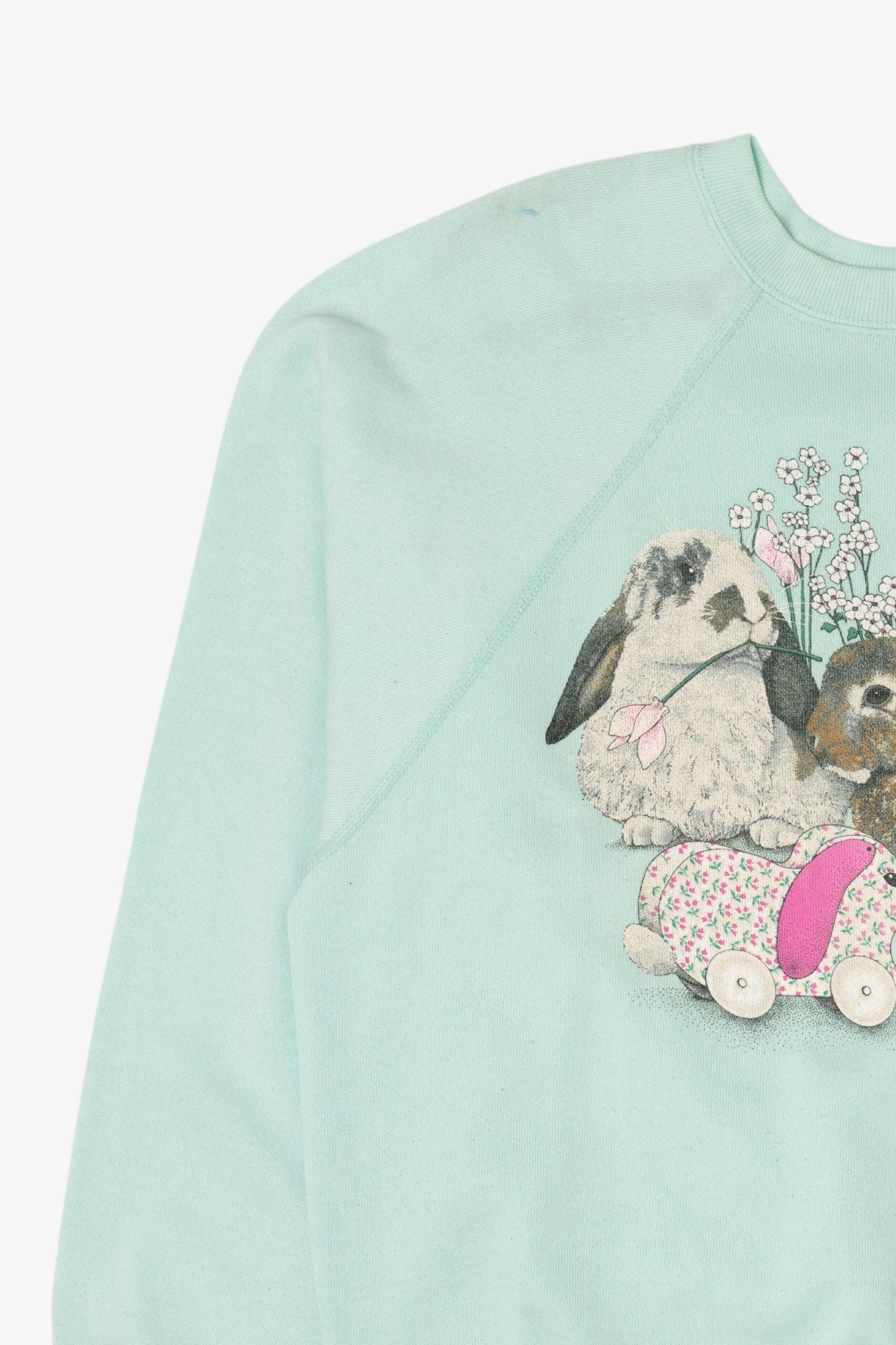 Vintage Bunnies With Flowers Tultex Raglan Sweatshirt (1990s)