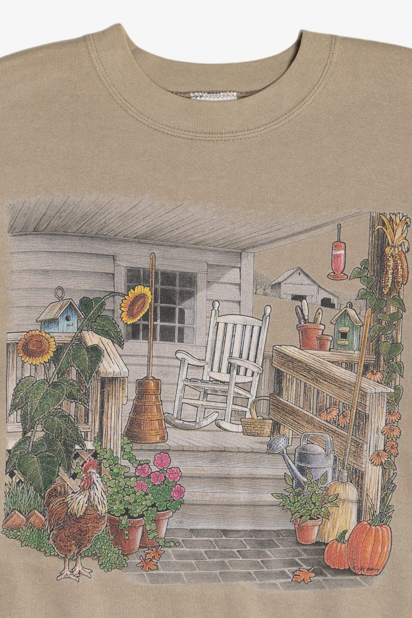 Vintage Fall Harvest Cottage Porch Sweatshirt (2000s)