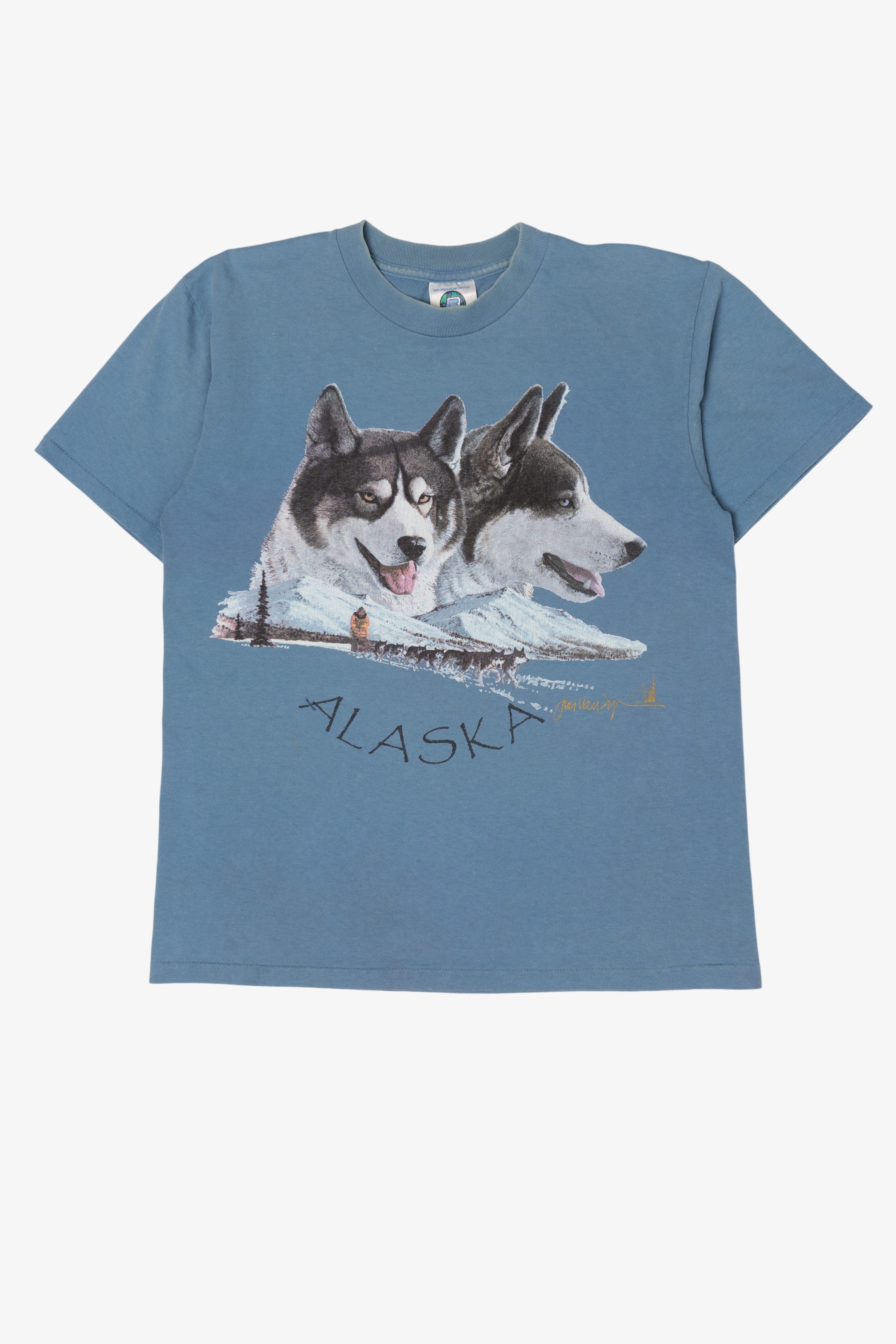 Vintage Alaska Huskies Sled Dogs Single Stitch T-Shirt (1990s)