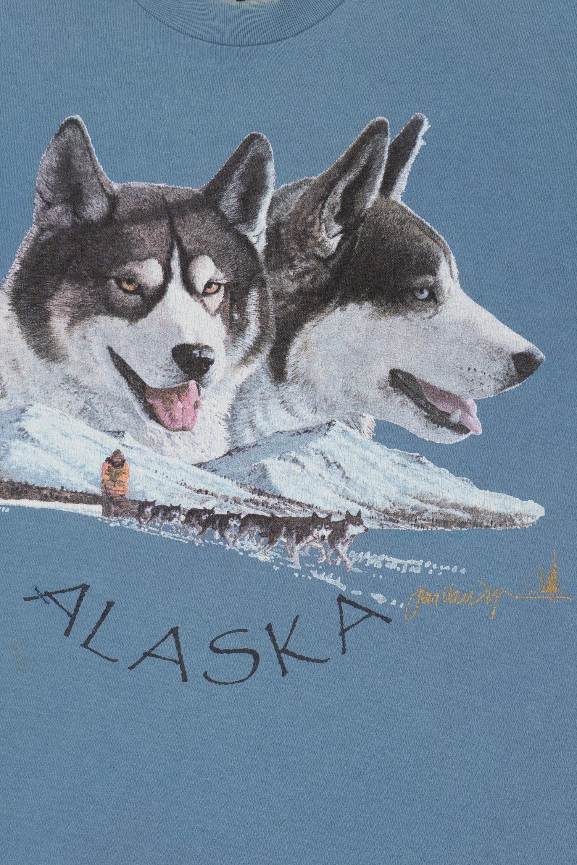 Vintage Alaska Huskies Sled Dogs Single Stitch T-Shirt (1990s)