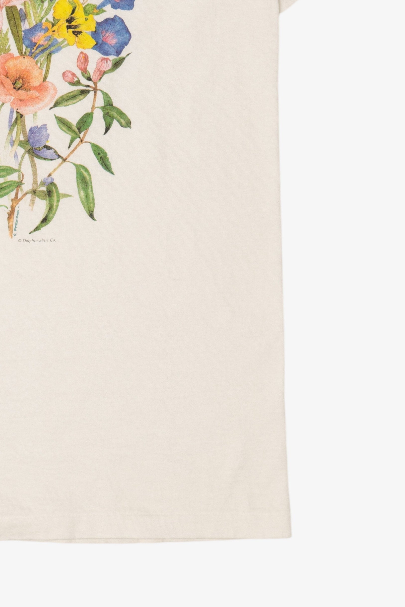 Vintage Hummingbirds And Flowers Dolphin Single Stitch T-Shirt (1990s)