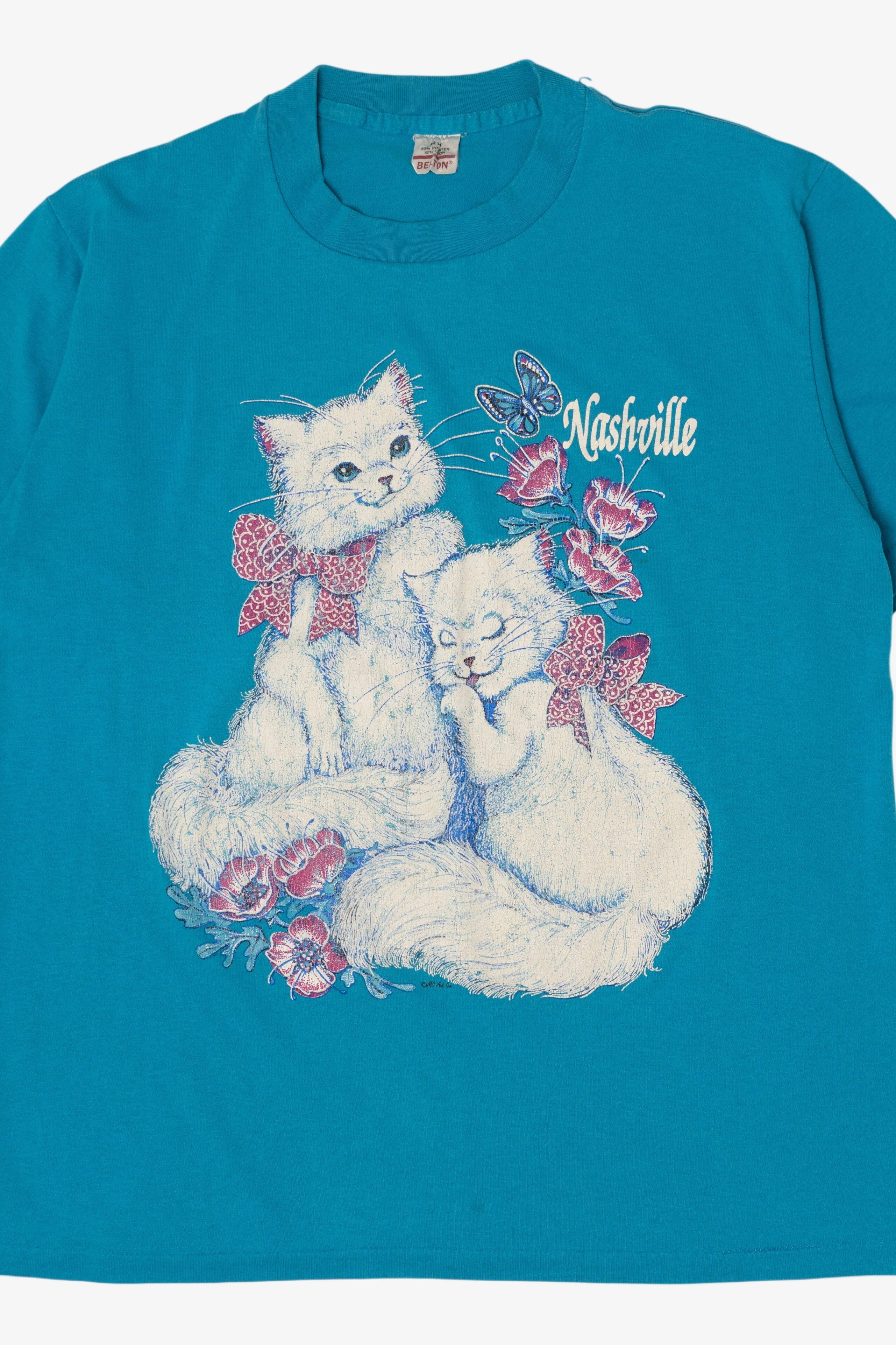 Vintage Blue Kittens Nashville Belton Single Stitch T-Shirt (1980s)