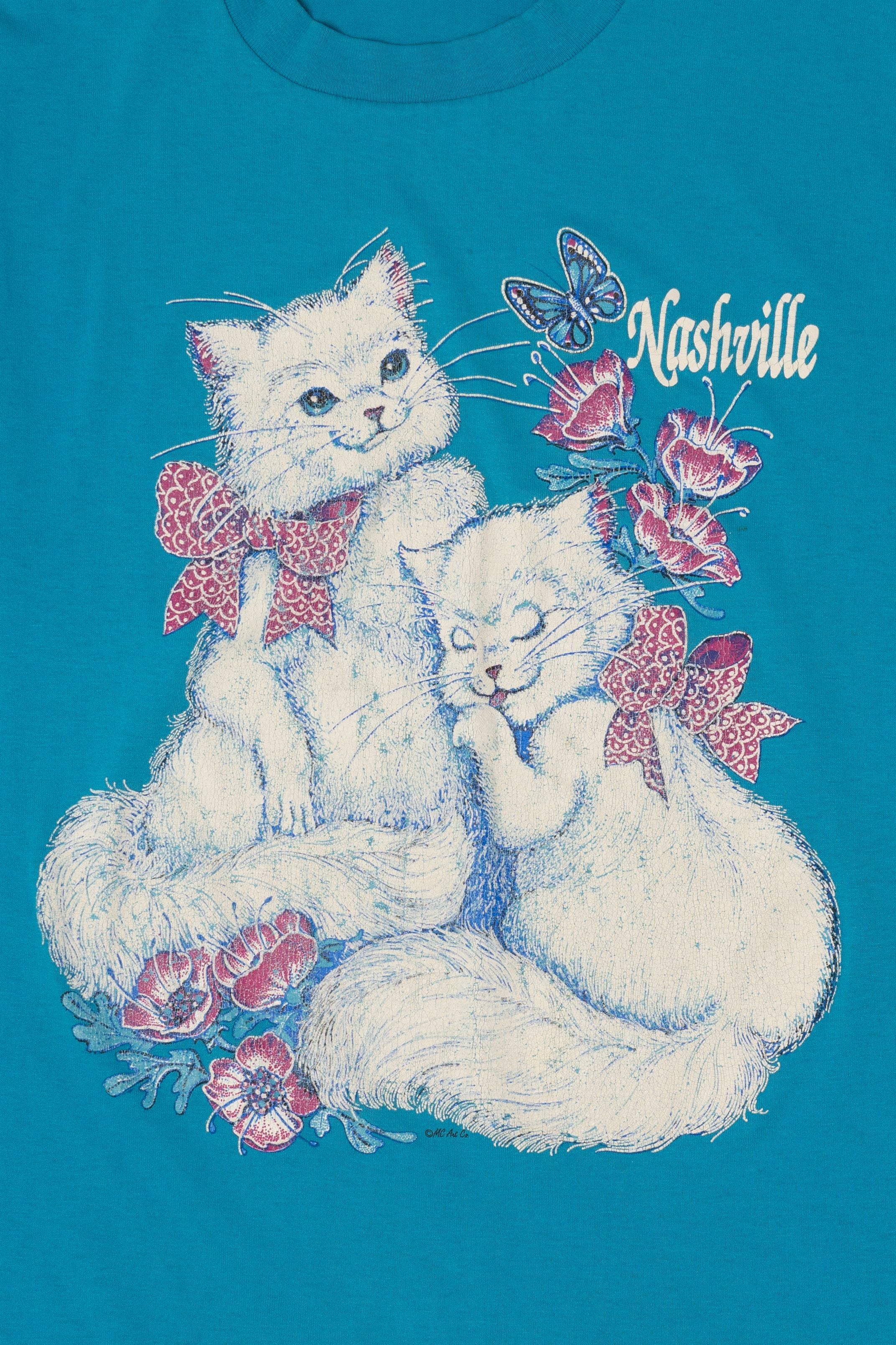 Vintage Blue Kittens Nashville Belton Single Stitch T-Shirt (1980s)