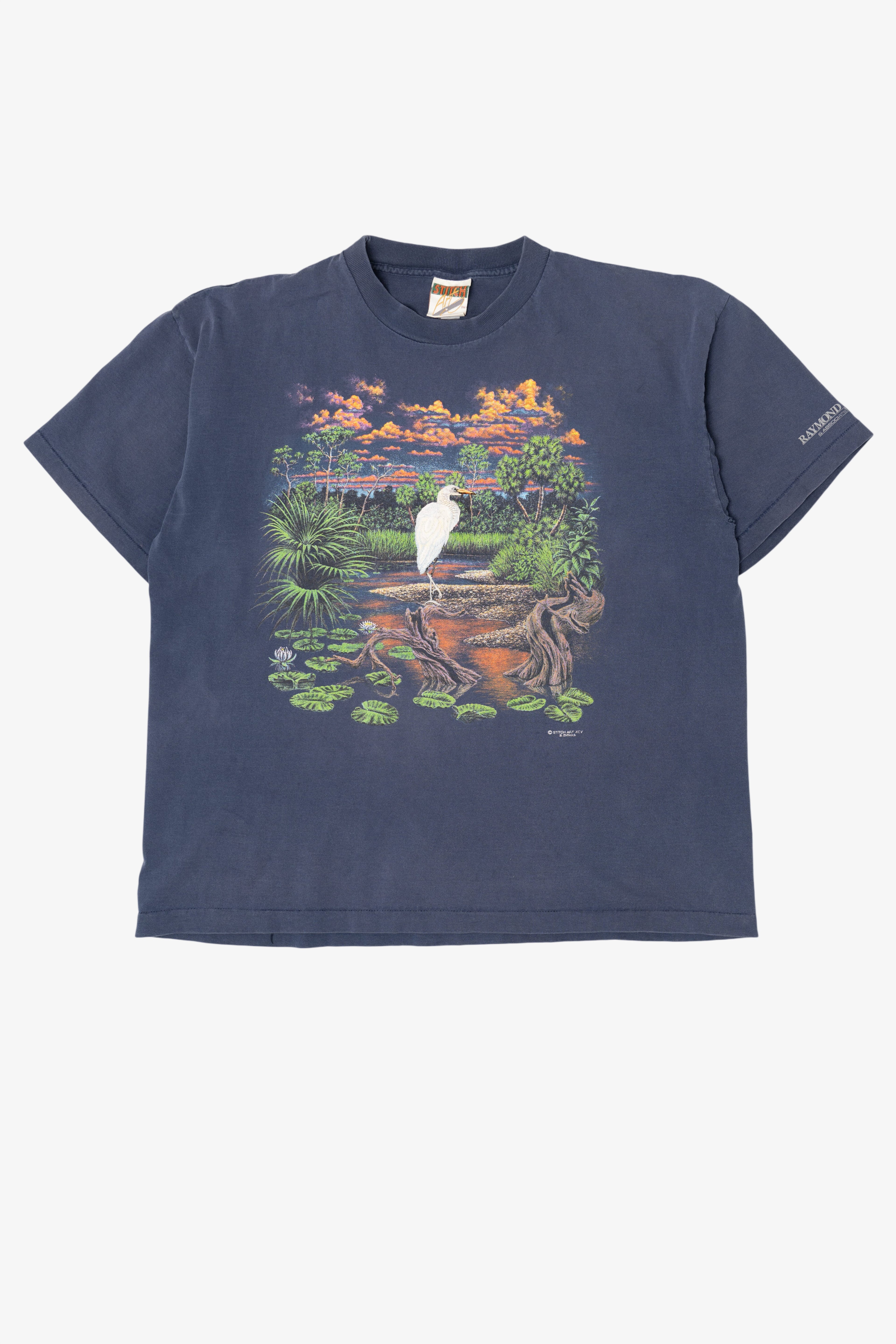 Vintage Embroidered Heron Stitch Art Single Stitch T-Shirt (1990s)