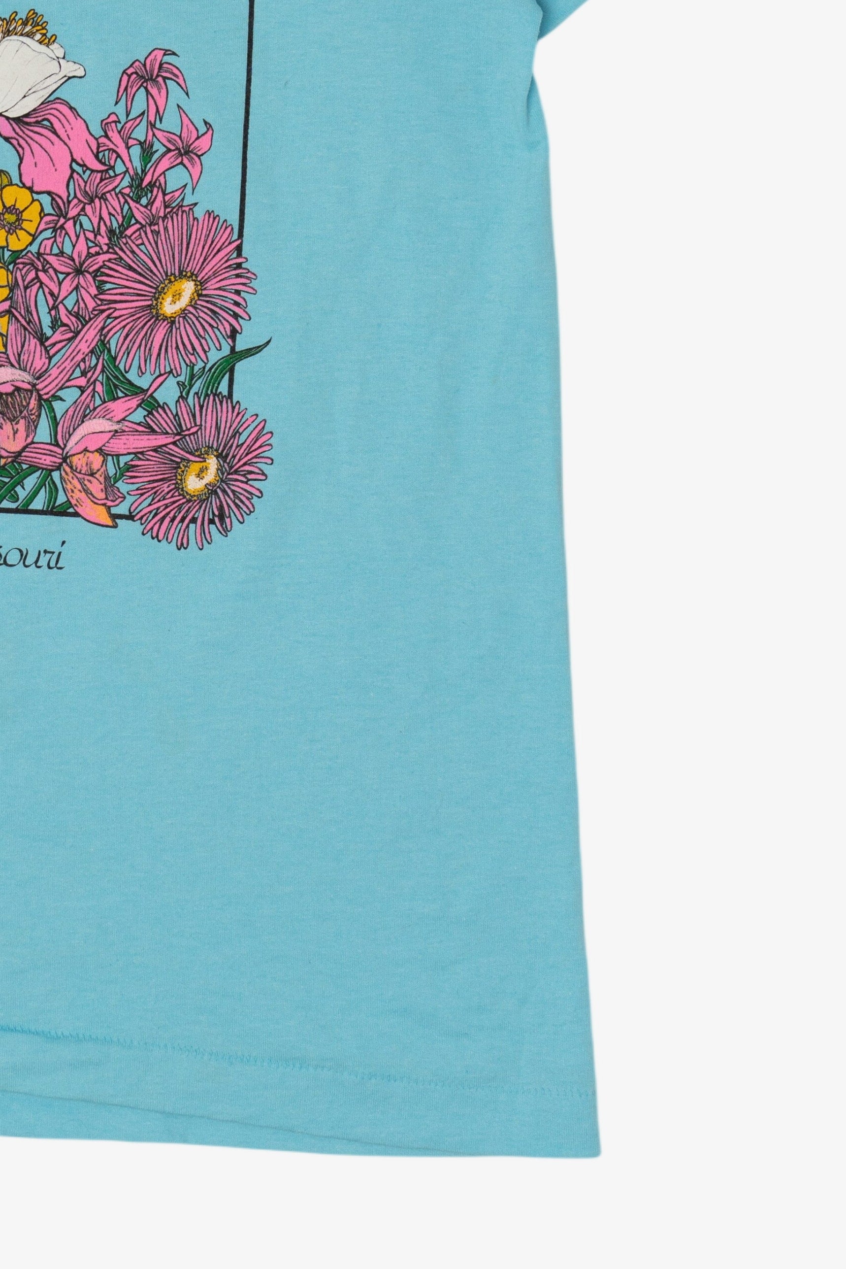 Vintage Blue "Wildflowers" Missouri Hummingbird T-Shirt (1990s)