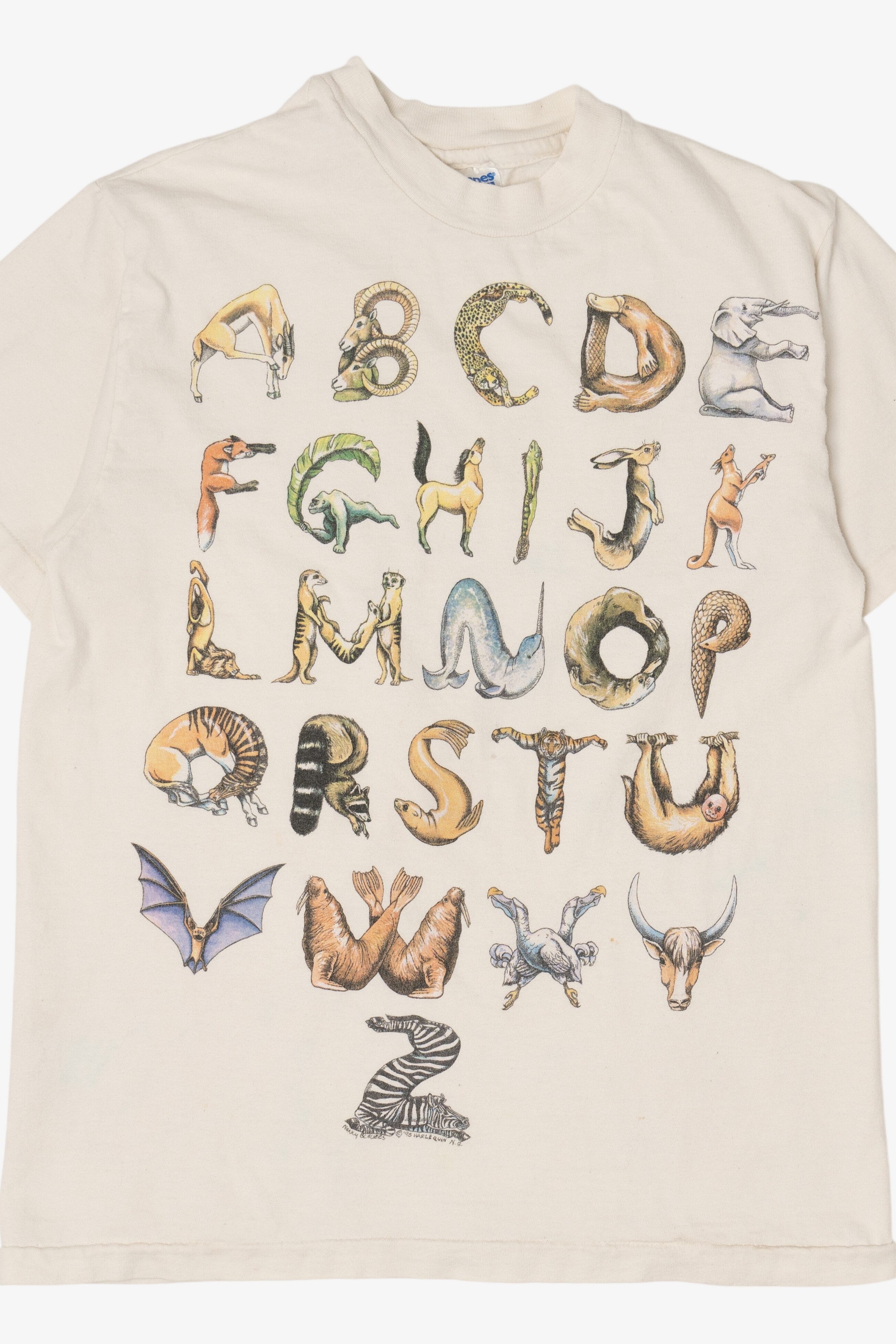 Vintage Animal Alphabet Single Stitch T-Shirt (1990s)