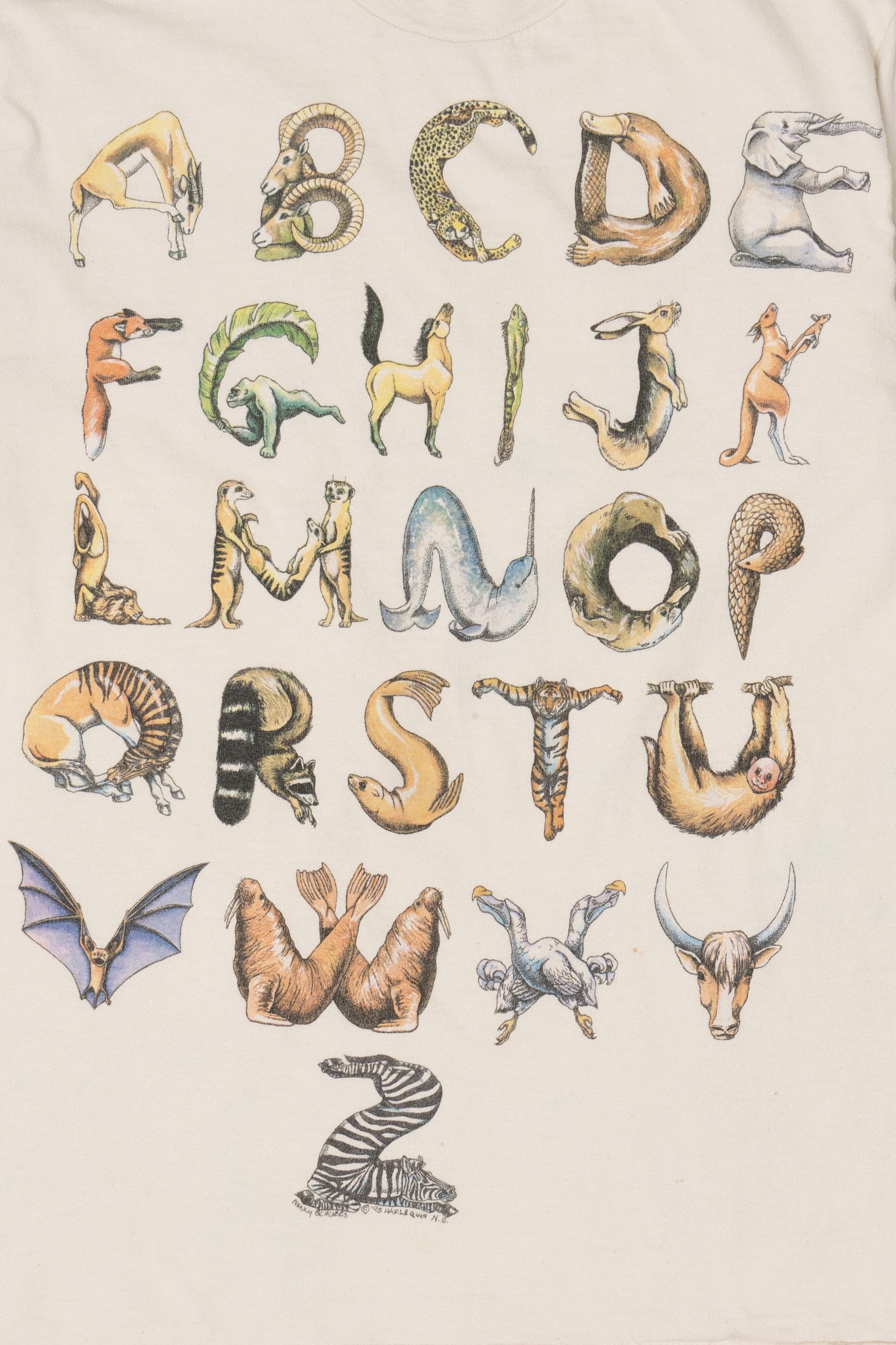 Vintage Animal Alphabet Single Stitch T-Shirt (1990s)