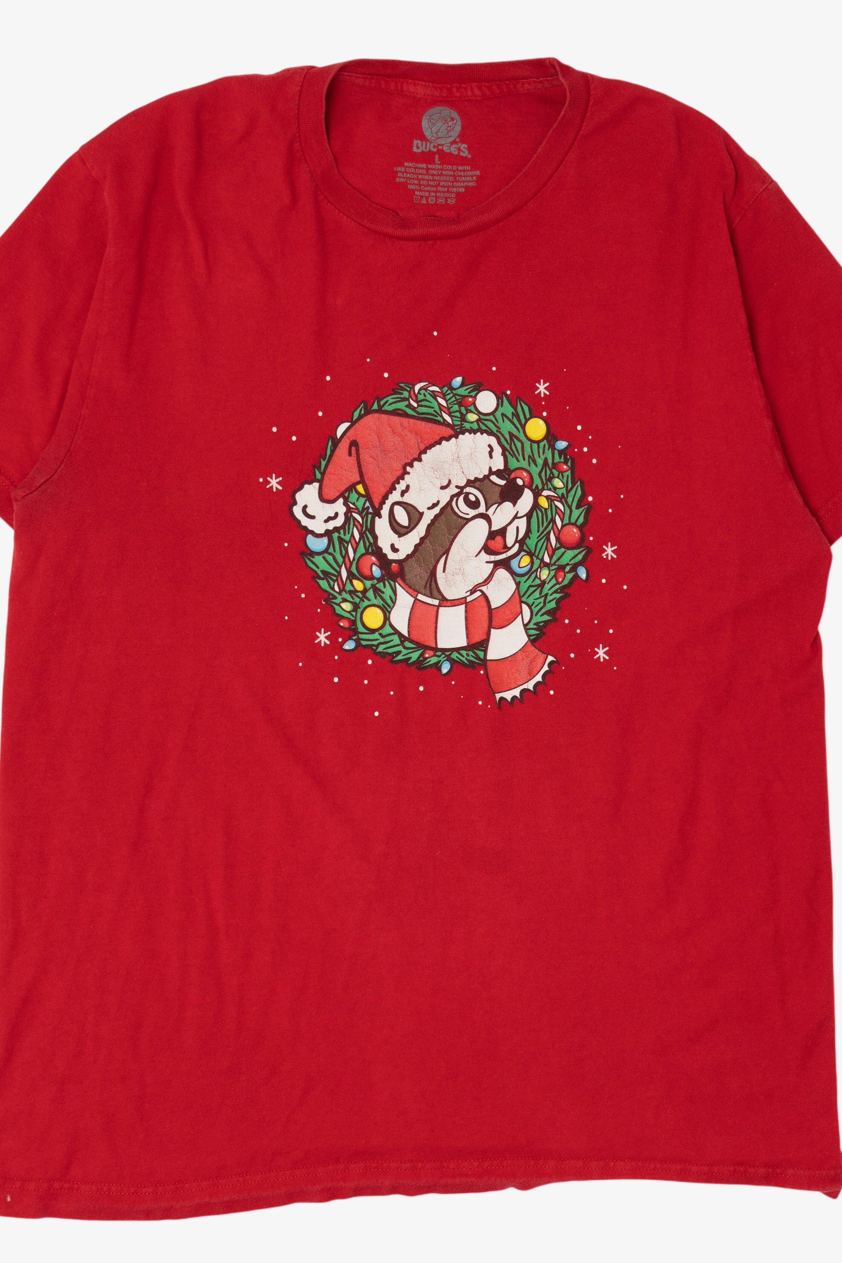 Red Buc-ee's Christmas "Never Calm Always Bright" T-Shirt (2020s)