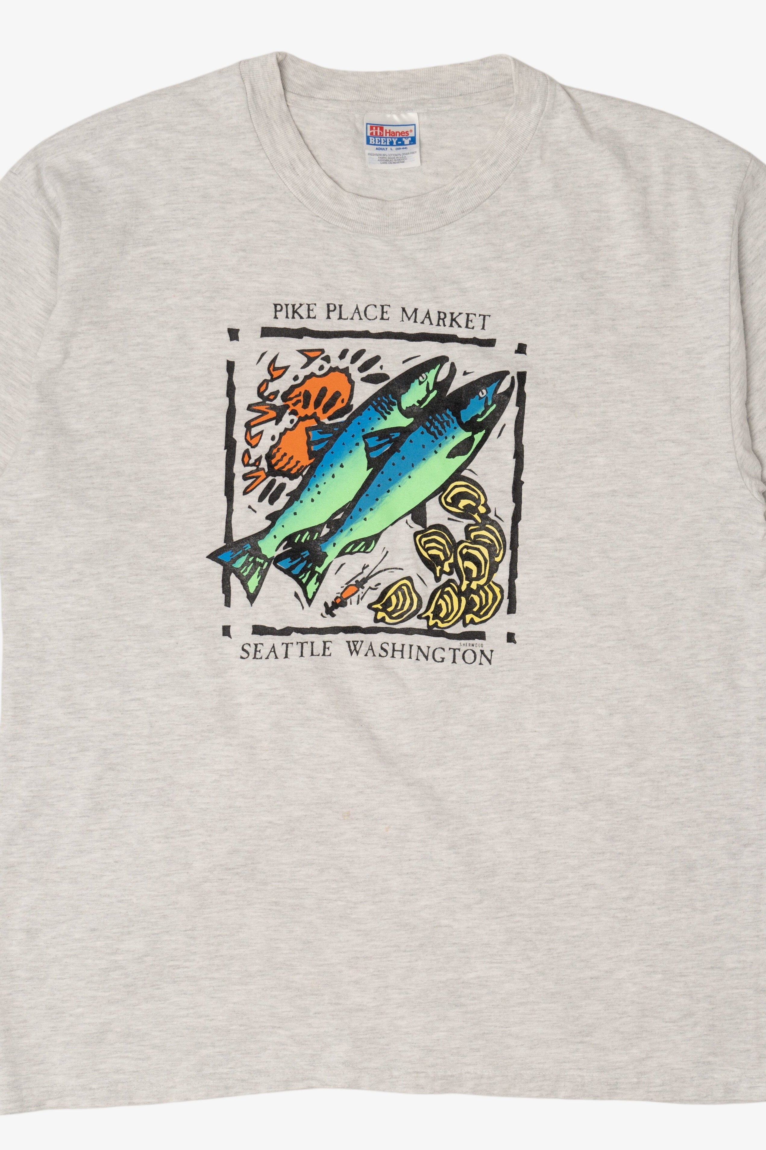 Vintage Light Gray "Pike Place Market" Seattle Washington T-Shirt (1990s)