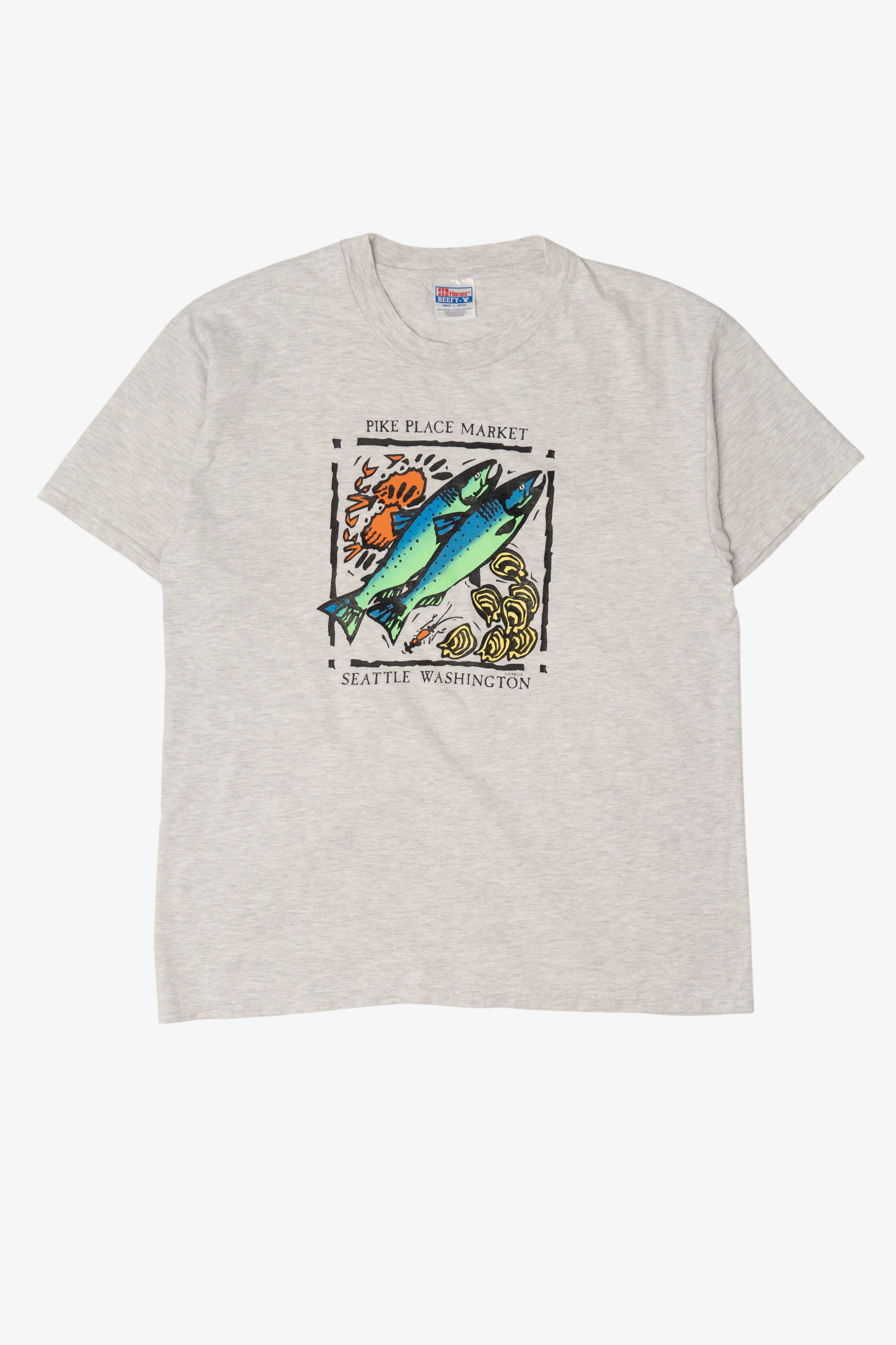 Vintage Light Gray "Pike Place Market" Seattle Washington T-Shirt (1990s)