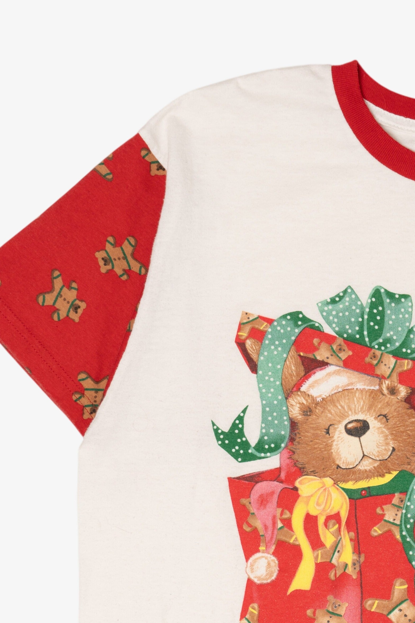 Vintage Christmas Teddy Bears Present Ringer T-Shirt (1990s)