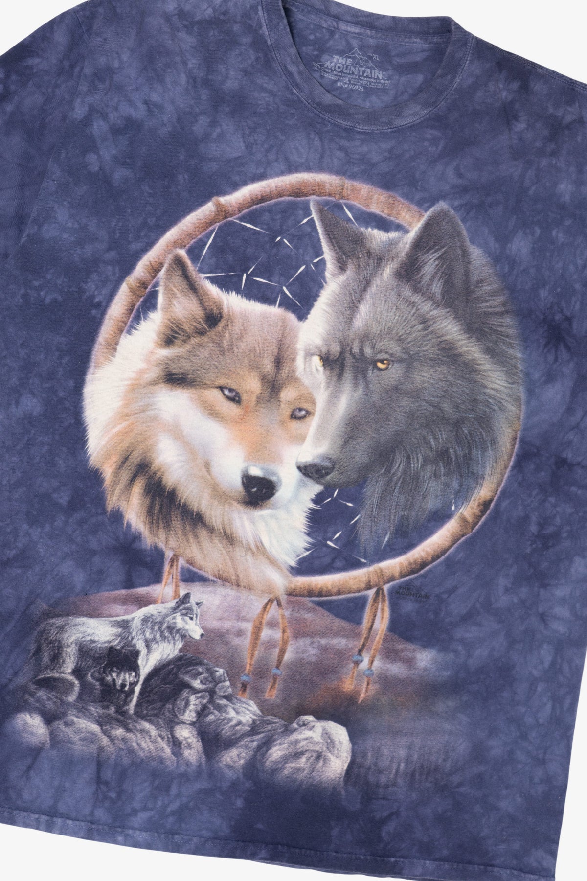 Blue Tie Dye Wolves In Dreamcatcher T-Shirt (2010s)