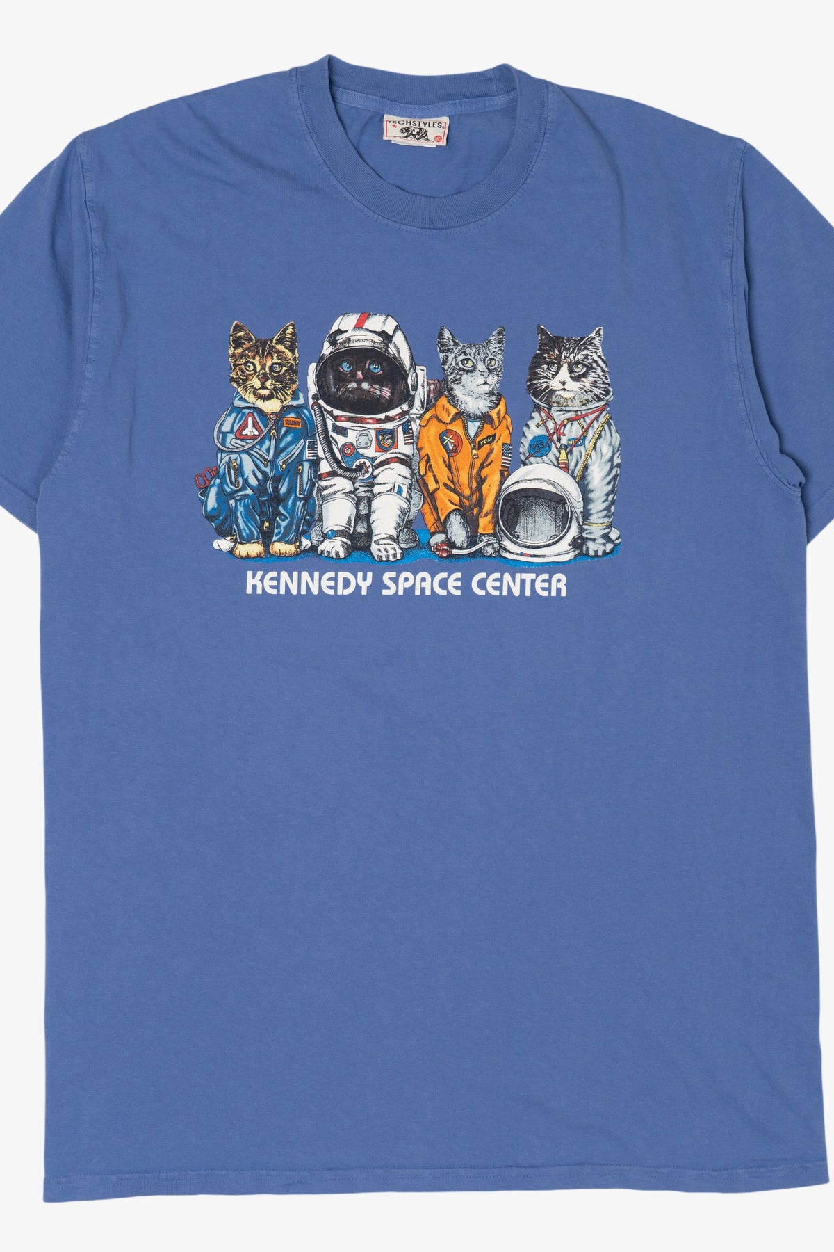 Vintage Blue Astronaut Cats Kennedy Space Center T-Shirt (1990s)