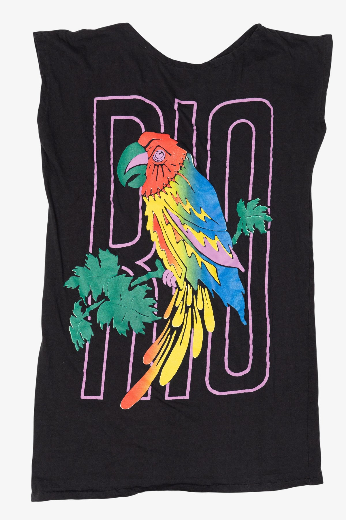 Vintage Parrot "Rio" Black Sleeveless T-Shirt (1990s)