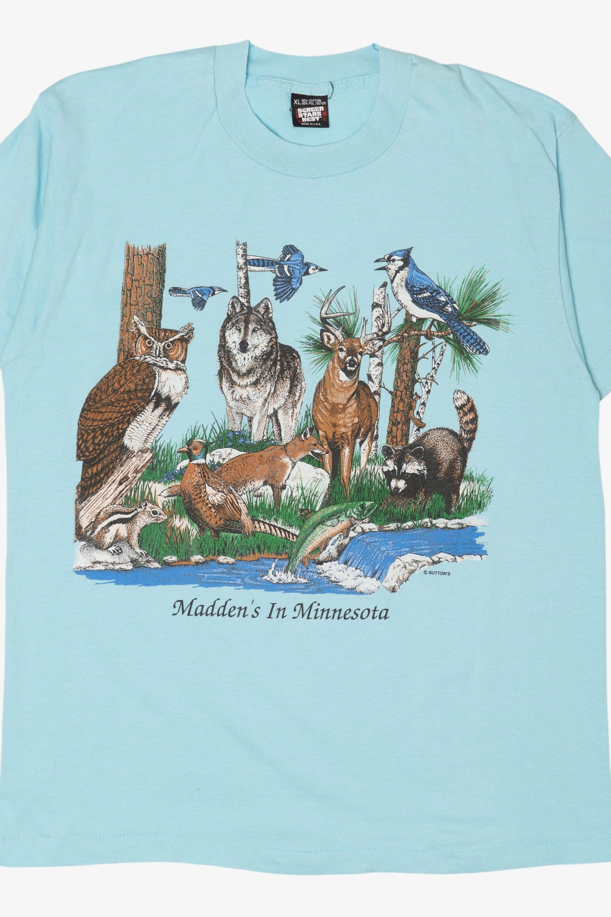 Vintage Wildlife Animals "Madden's In Minnesota" Single Stitch T-Shirt (1980s)