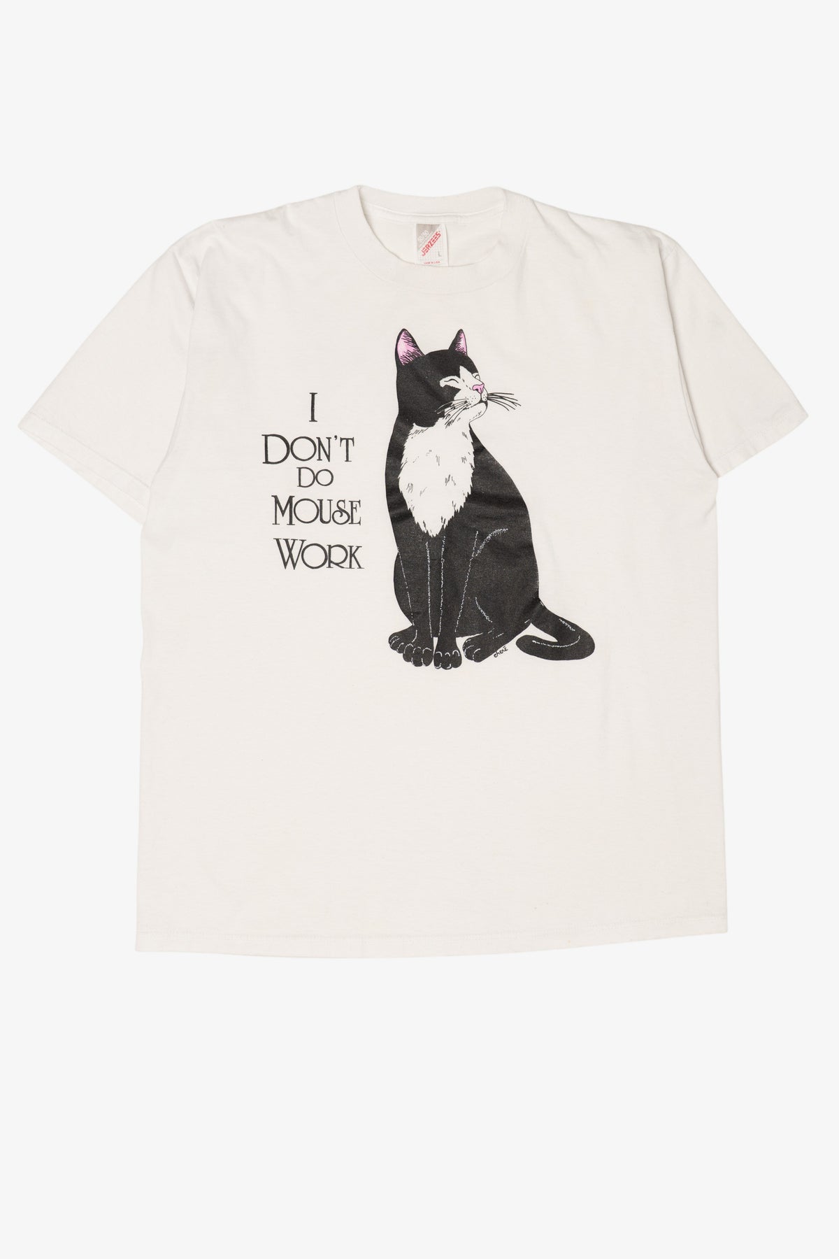Vintage "I Don't Do Mousework" Funny Cat T-Shirt (1990s)