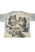 Vintage Two Wolves & Bikers Landscape All Over Print T-Shirt