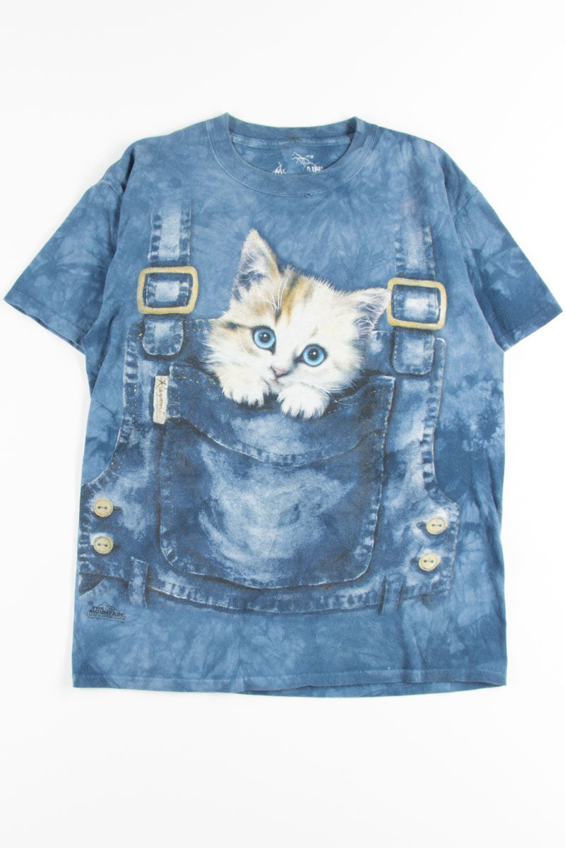 Overalls Pocket Kitten Tie Dye T-Shirt