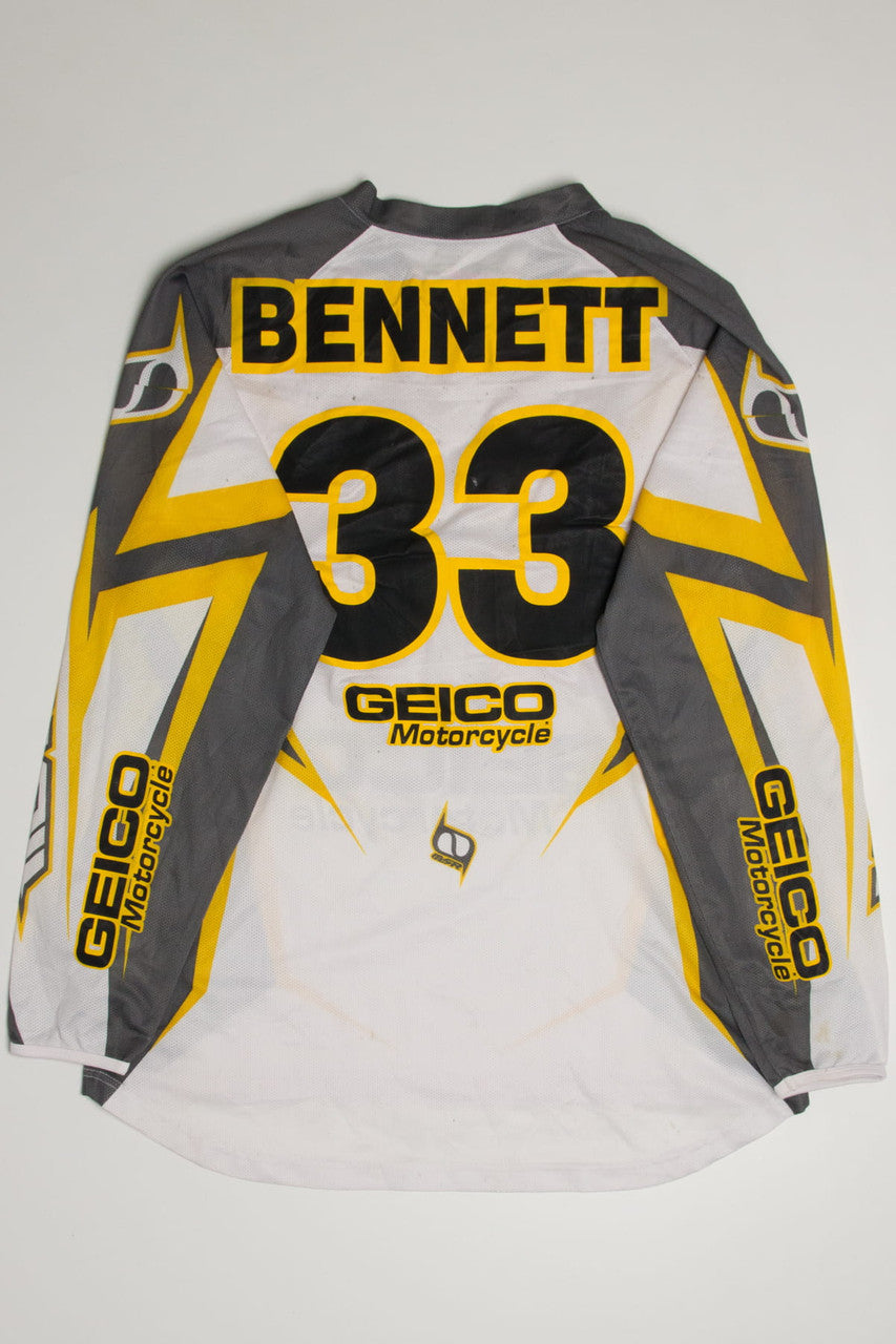 Stained #33 Bennett Geico Motorcycle Jersey
