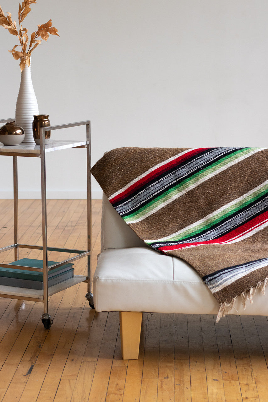 Brown Multicolored Striped Baja Blanket