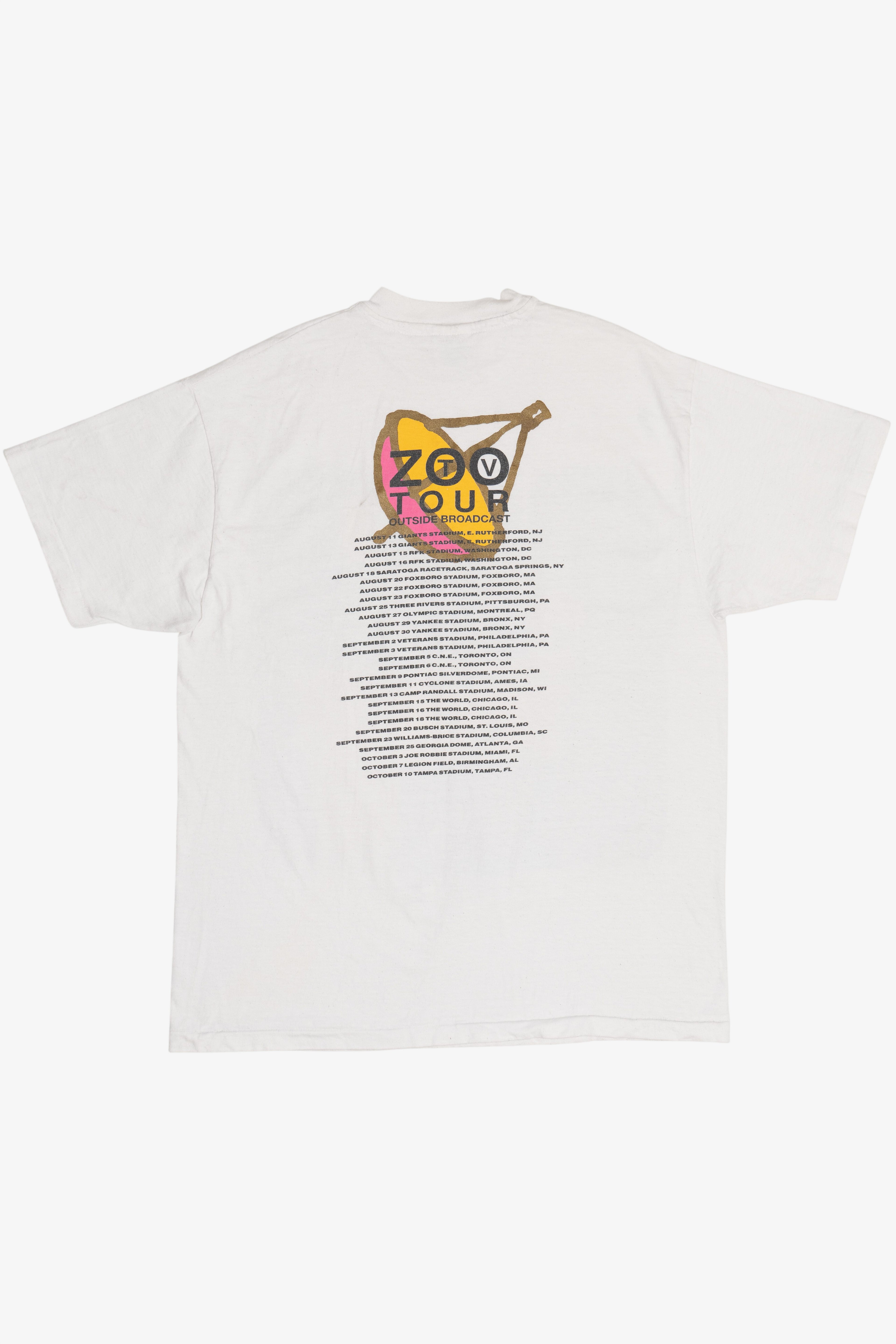 Vintage U2 Zoo TV Outside Broadcast 1992 Band Tour T-Shirt (1990s)