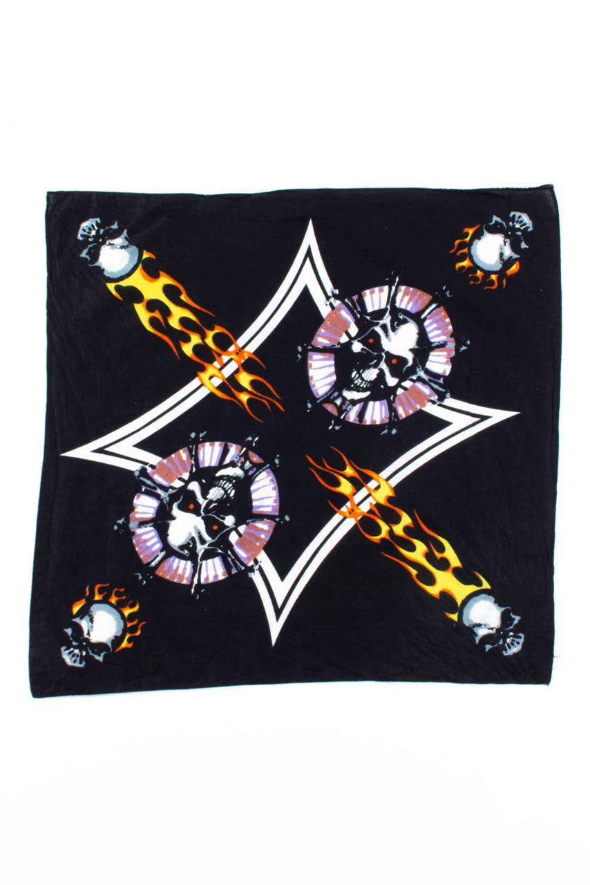 Flaming Skulls Vintage Bandana
