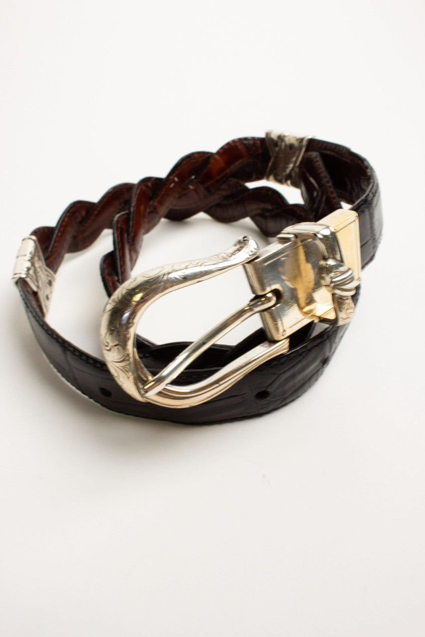 Reversible Black & Brown Braided Belt