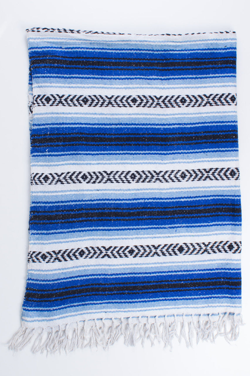 Blue Striped Baja Blanket 2