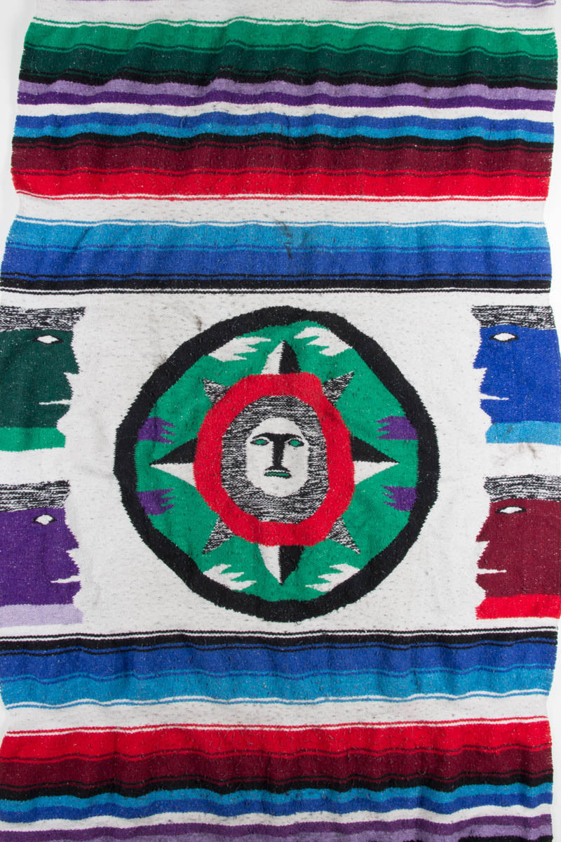 Blue & Green Faces Vintage Blanket