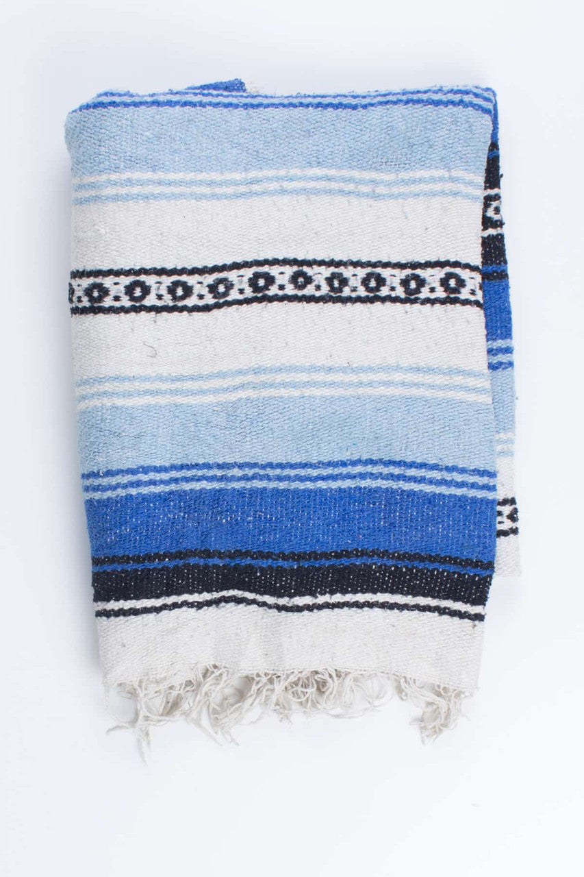 Blue Striped Baja Blanket 1