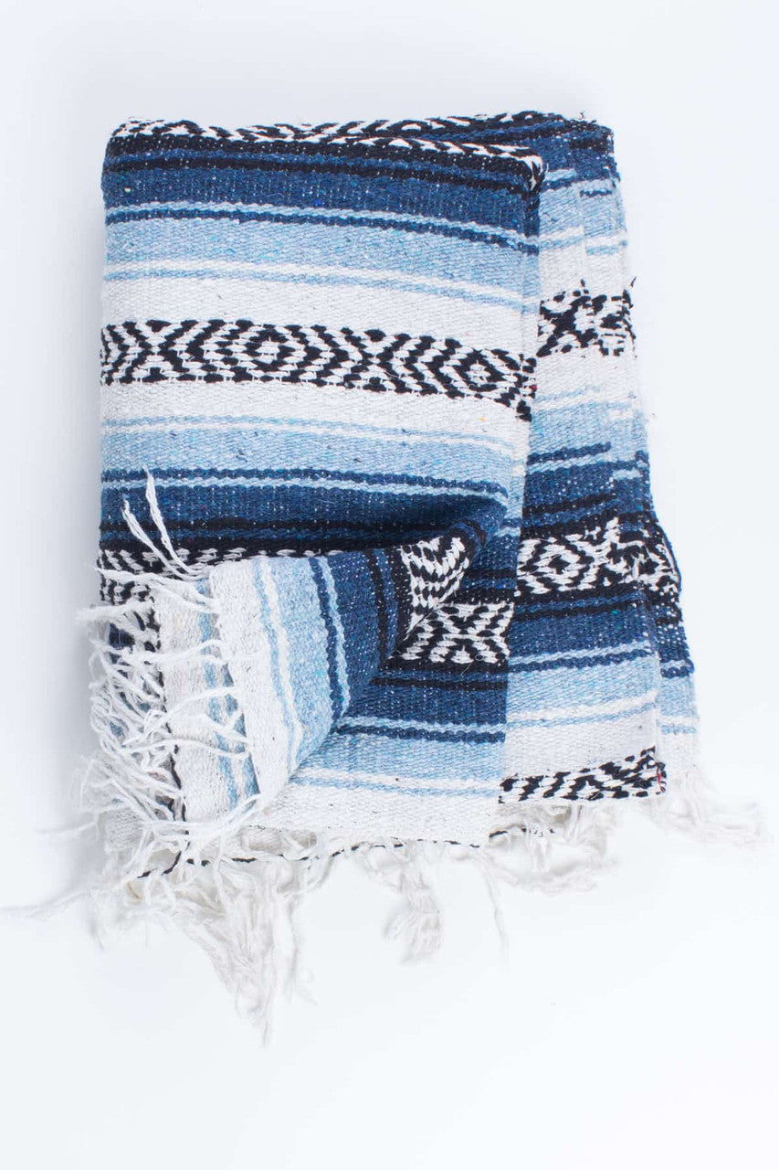 Blue Striped Woven Blanket