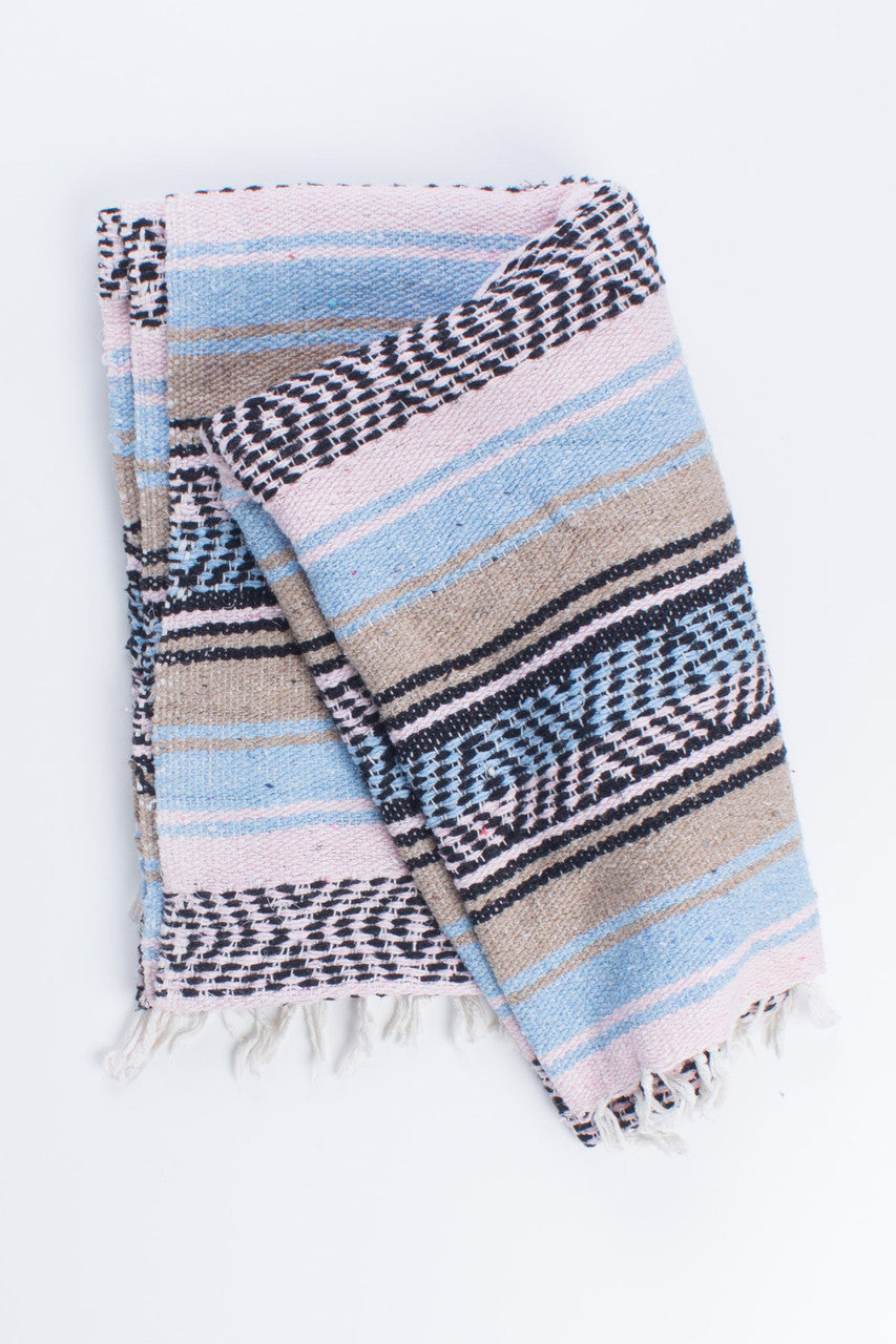 Blue & Pink Striped Baja Blanket
