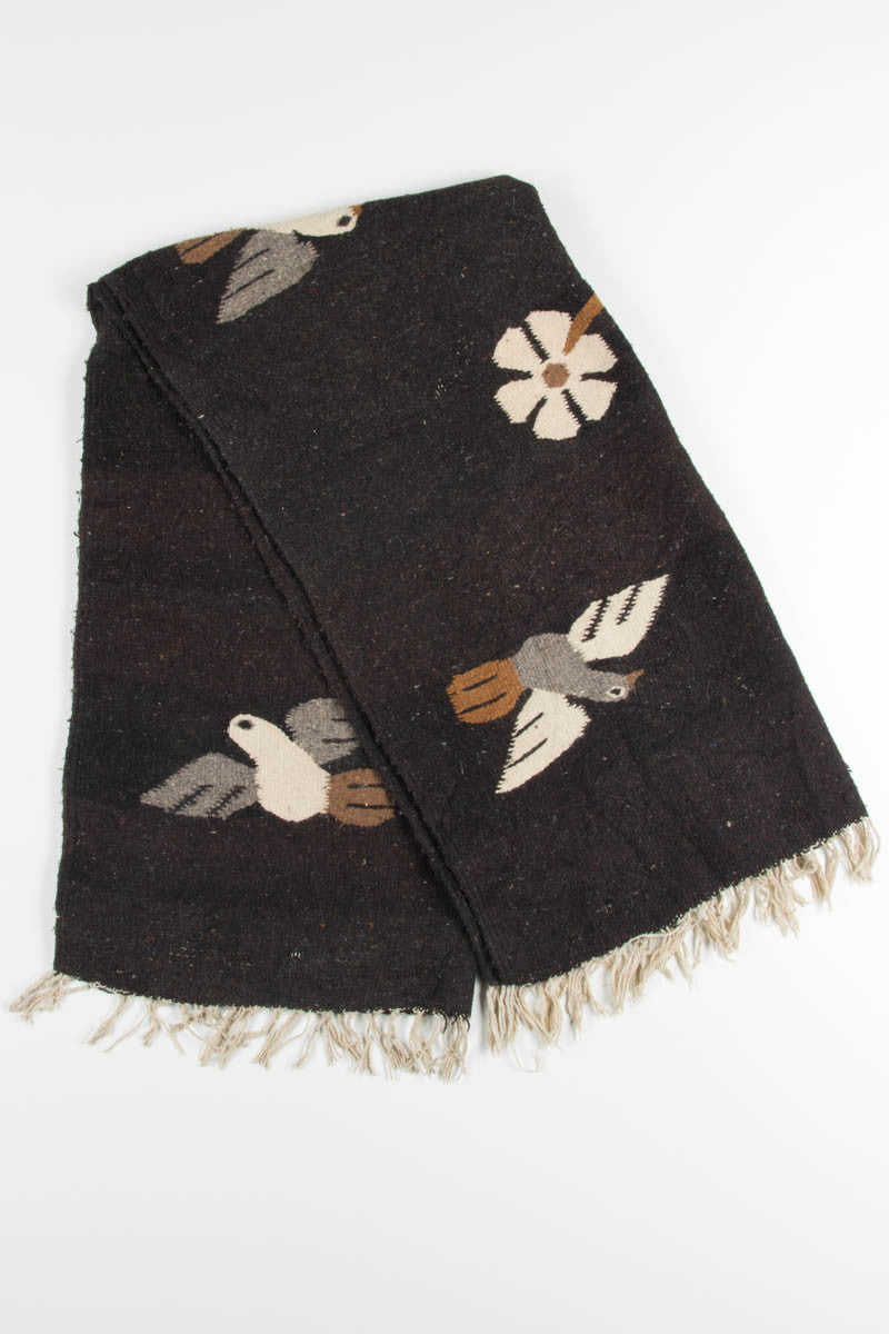 Brown Bird & Flower Vintage Rug