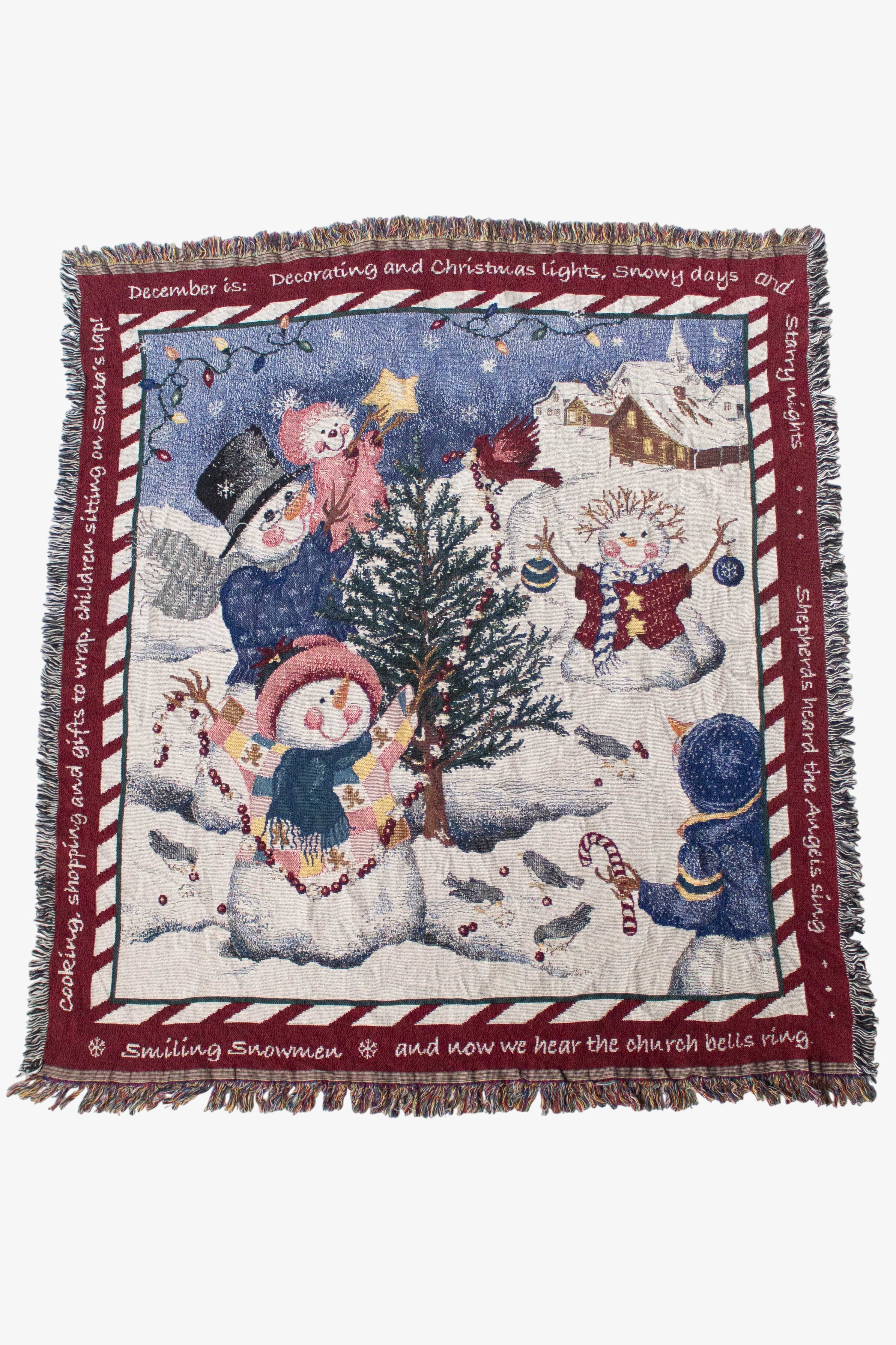Vintage Snowmen Christmas Tree Blanket (1990s)