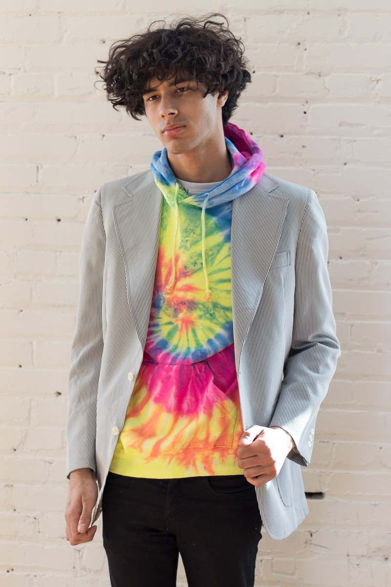 Blue Seersucker Oversized Vintage Blazer